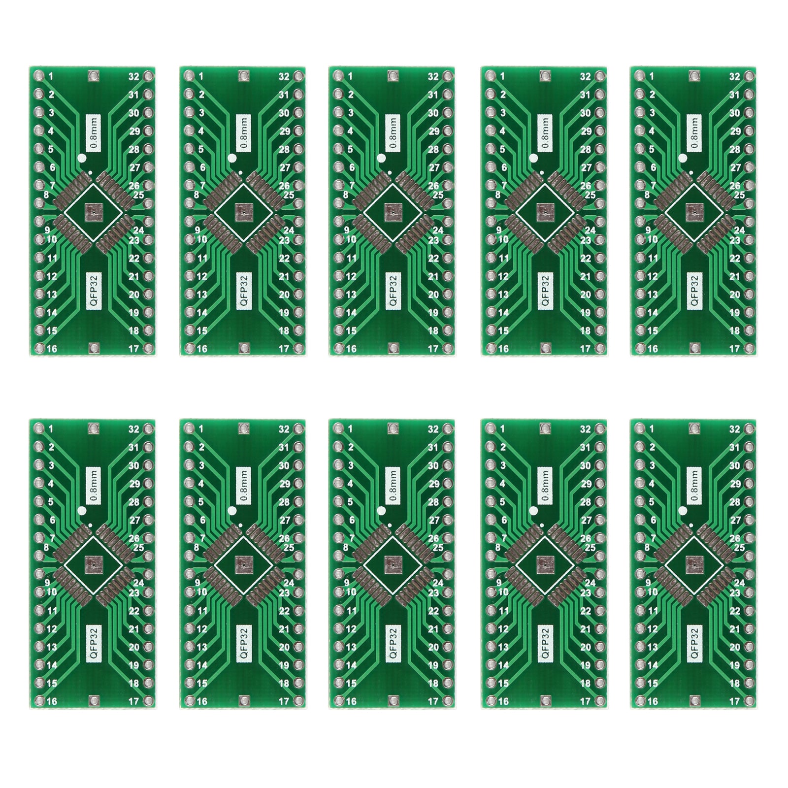 100Pcs QFP32 to DIP32 Adapter PCB Board Converter - TQFP LQFP EQFP 0.8mm Pitch IC Chip Programmer Adapter | Perfect for Microcontroller Programming & DIY Electronics Projects