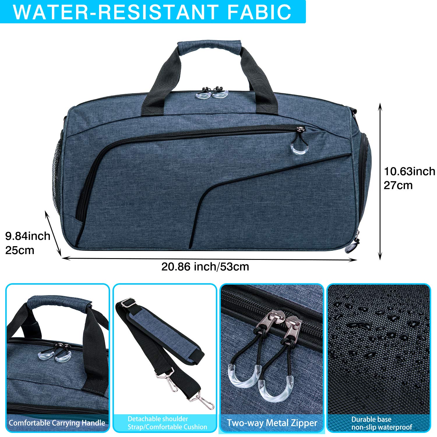 Kuston Sports Gym Bag with Shoes Compartment & Wet Pocket - Durable Gym Duffel Bag for Men & Women - Perfect for Workout, Travel & Overnight Trips