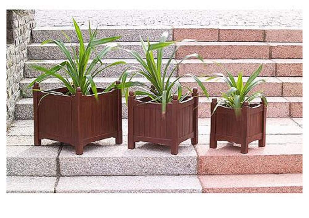 FSC Certified Wooden Flower Box Planters - Set of 3 for Indoor/Outdoor Garden Decor, Window Sill, Balcony & Patio Planting