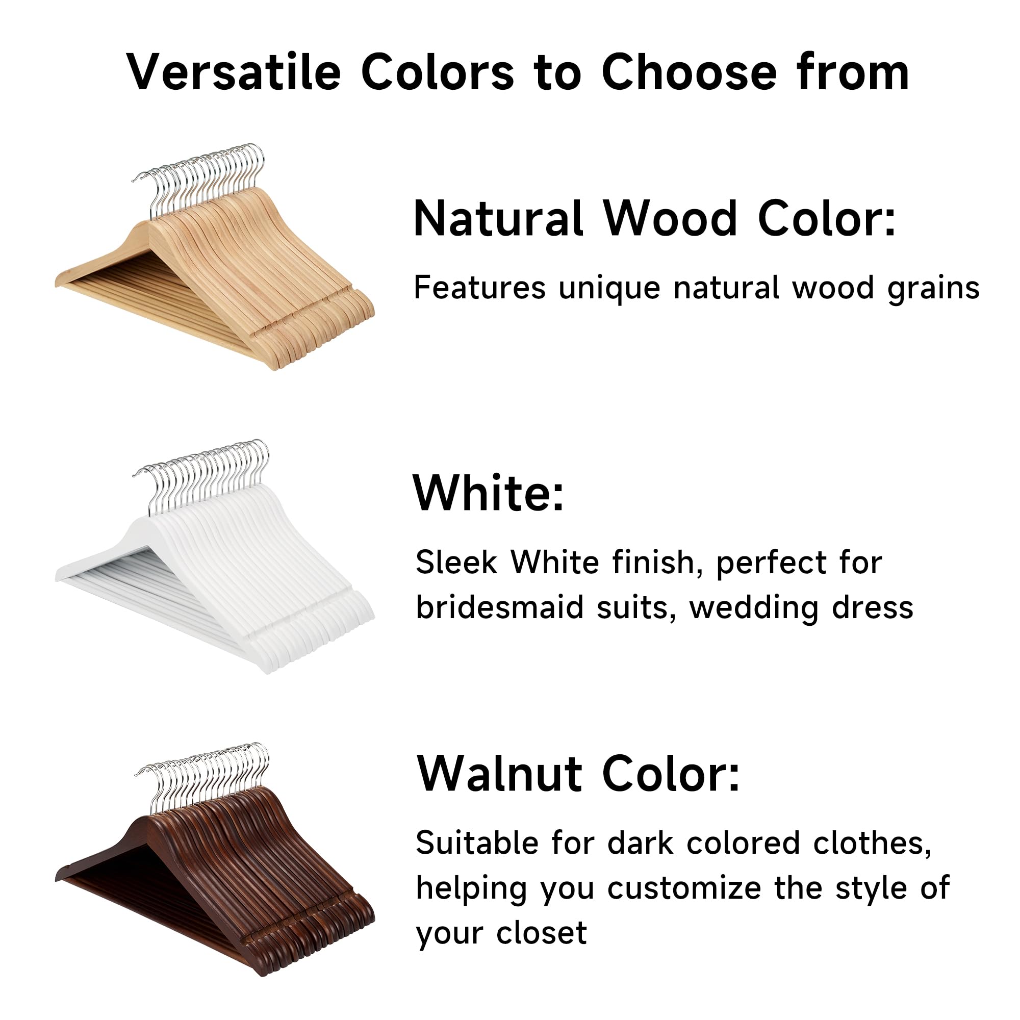 Premium Wooden Clothes Hangers 20-Pack - Natural Wooden Coat Hangers for Jackets, Shirts, Pants & Suits - Space-Saving Wardrobe Organizer for Closet, Laundry Room & Travel
