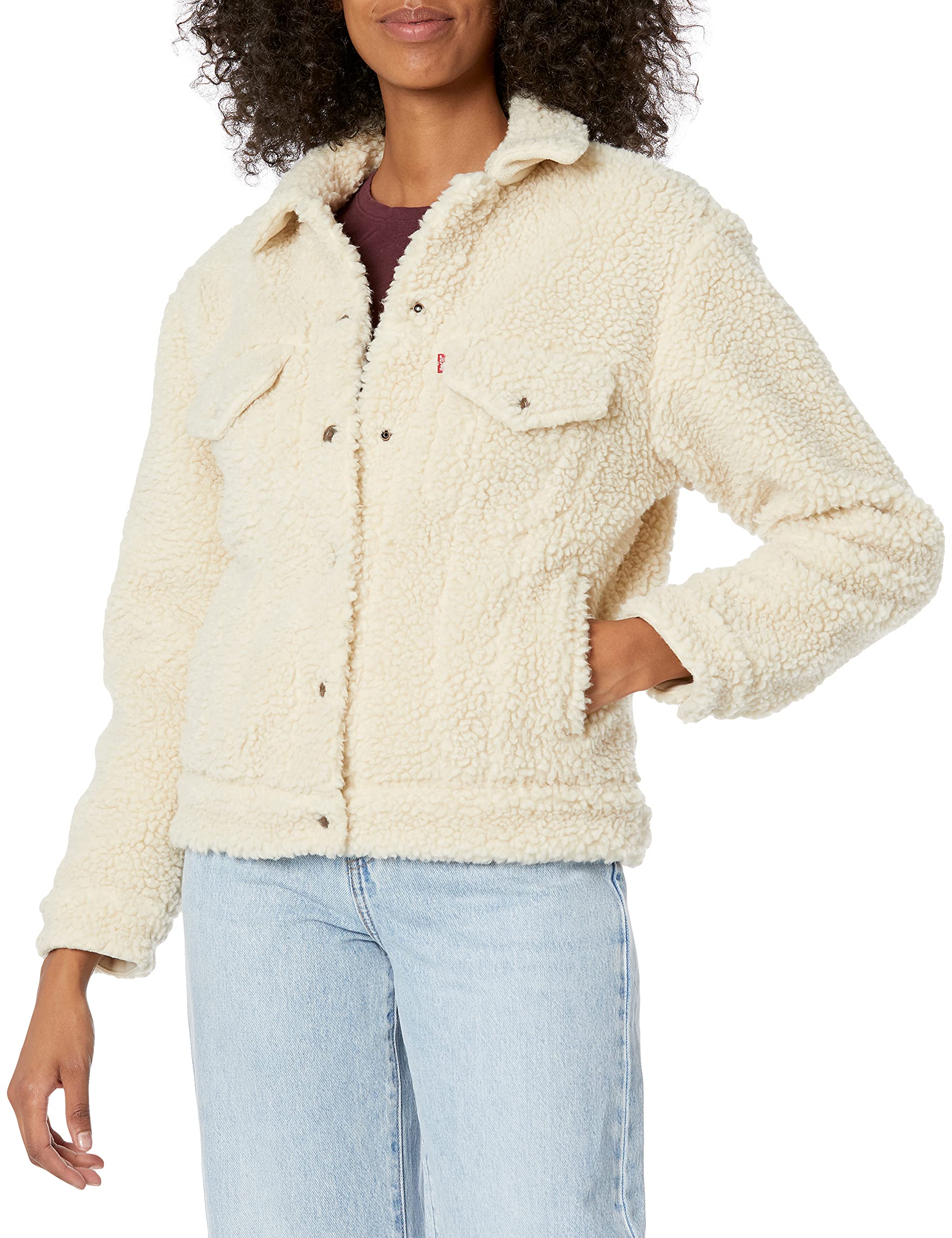 Levi's Women's Exbf Sherpa Trucker Jacket - Warm Denim Jacket for Winter, Casual Outfit Essential for Outdoor Adventures