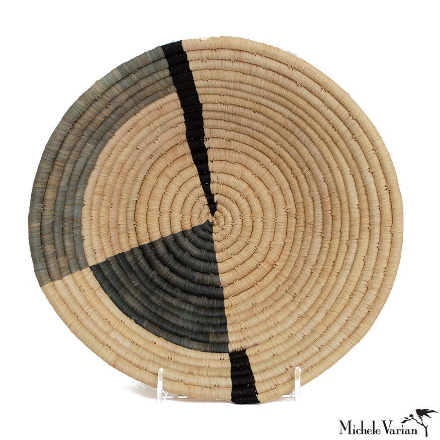 Stylish Gray Geo Medium Raffia Bowl - Handwoven Natural Fiber Basket for Home Decor, Storage & Organizing | Perfect for Living Room, Bedroom & Bathroom