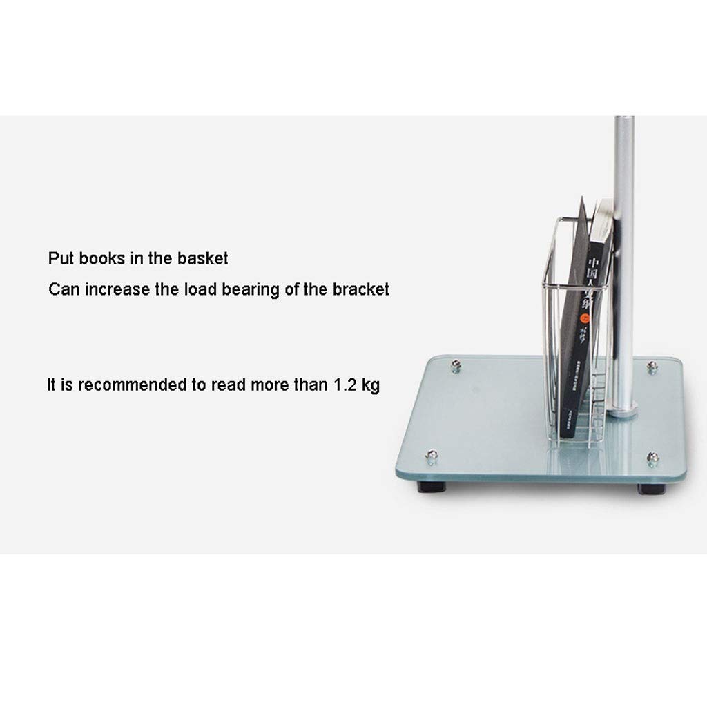 Adjustable 360° Rotating Book Stand - Portable Multifunctional Cookbook Holder with Retractable Lift, Reading Shelf, Built-in Lamp & Book Basket (White) - Perfect for Kitchen, Office & Study Desk Reading