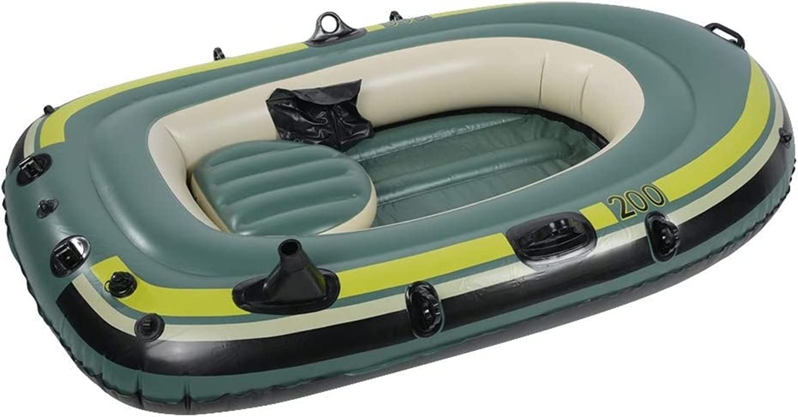 YAOSH Lake Inflatable Boat - 2 Person Inflatable Kayak for Fishing, Drifting & Diving | Green PVC Air Boat for Outdoor Water Sports & Lake Adventures