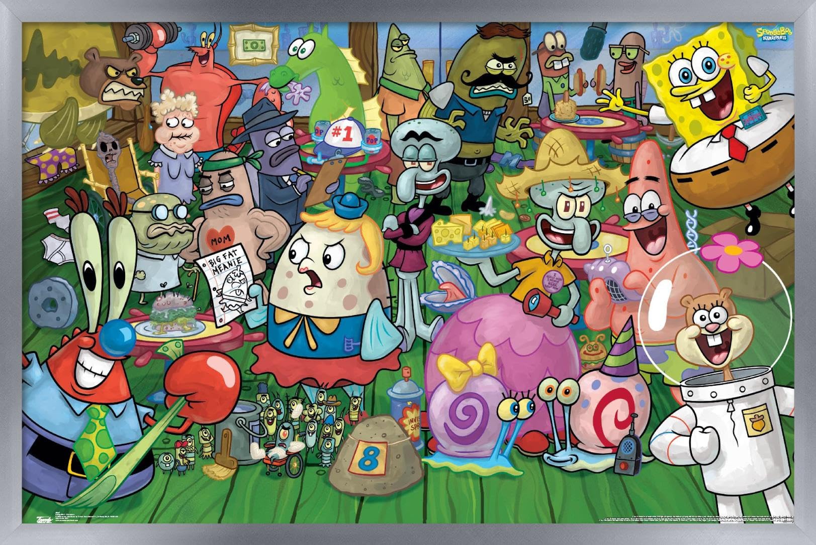 Trends International Nickelodeon SpongeBob SquarePants Wall Poster - 22.375 x 34 Inches, Silver Framed Art Print - Perfect for Kids' Bedroom, Game Room & Office Decor