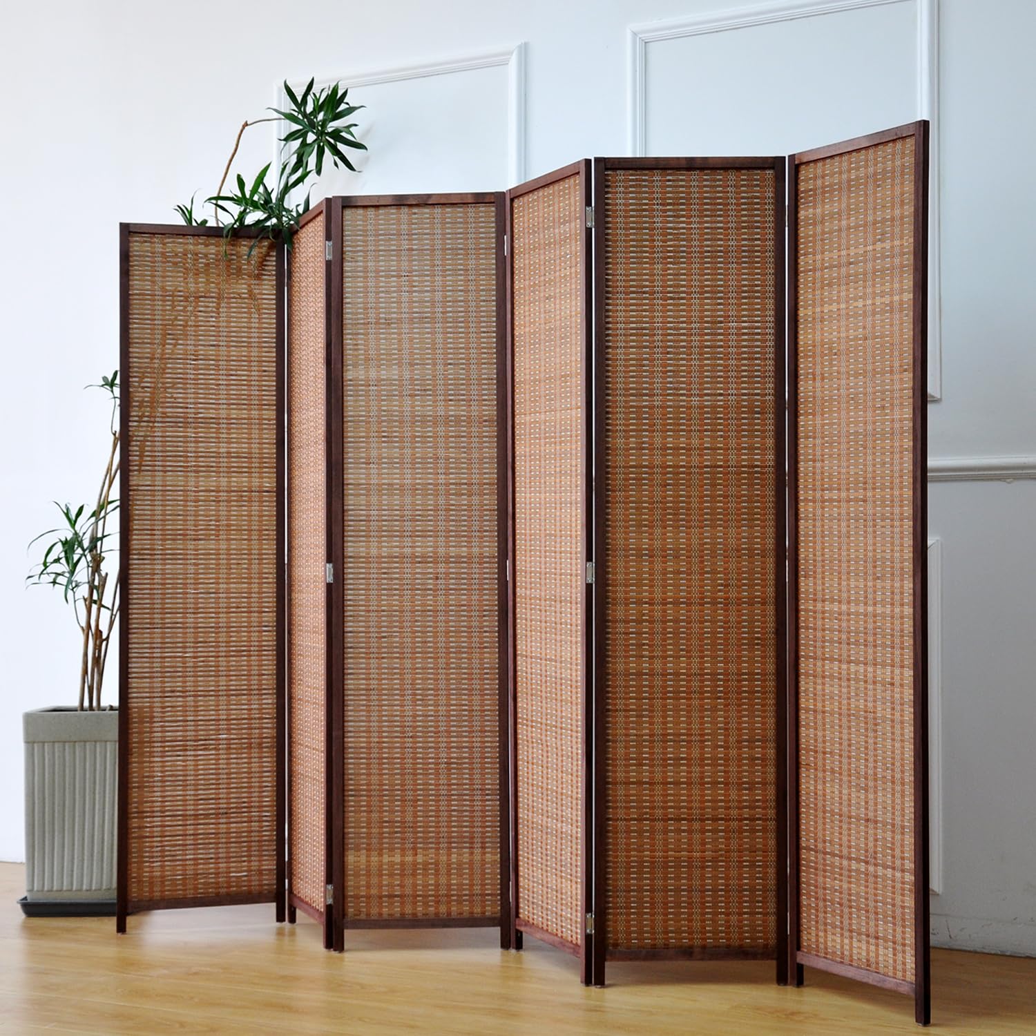 6 Panel Bamboo Room Divider Folding Screen - 67