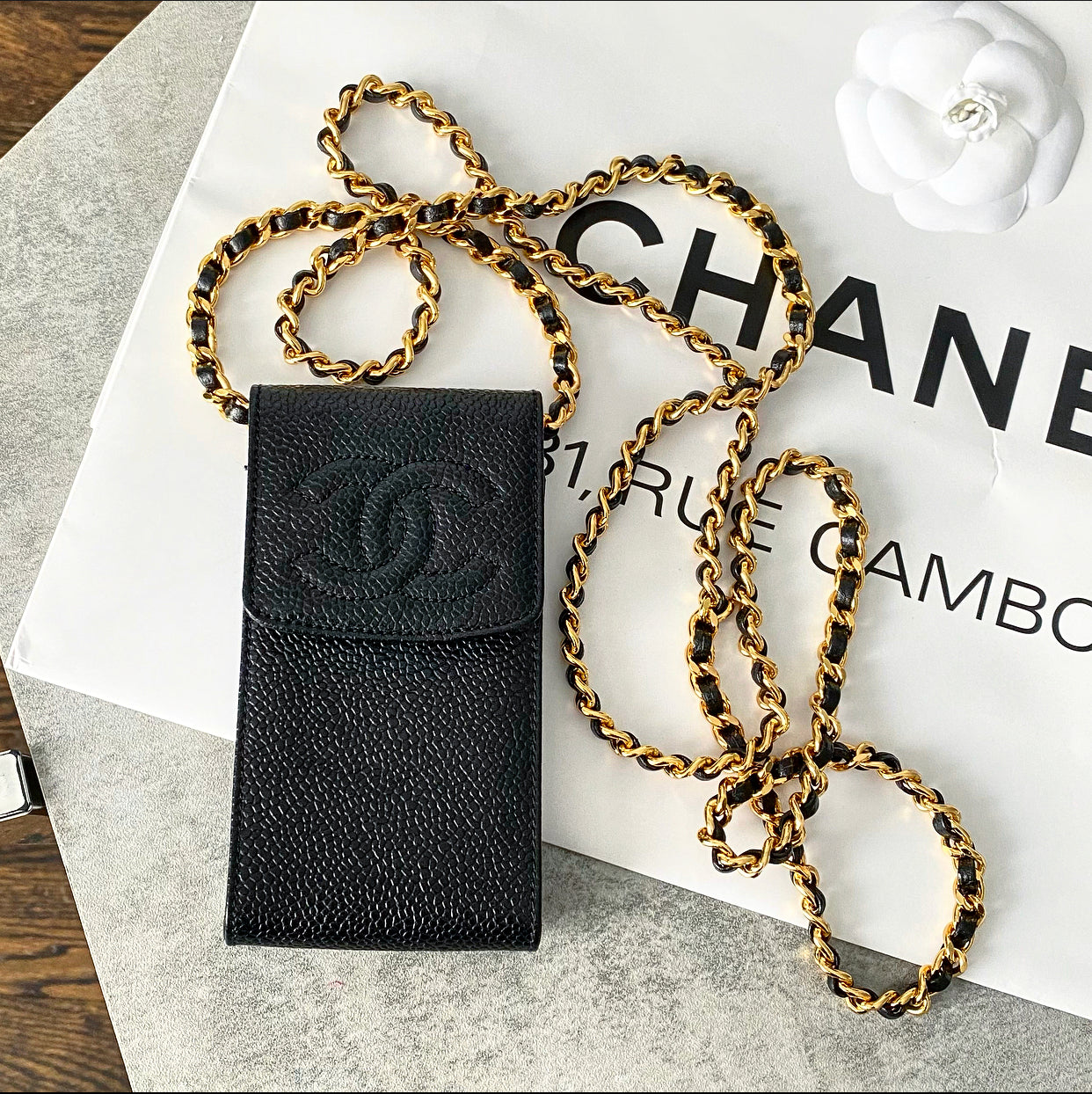 Vintage Chanel 1994 Black Caviar Leather Crossbody Card Holder Pouch Bag - Perfect for Everyday Use, Travel & Special Occasions