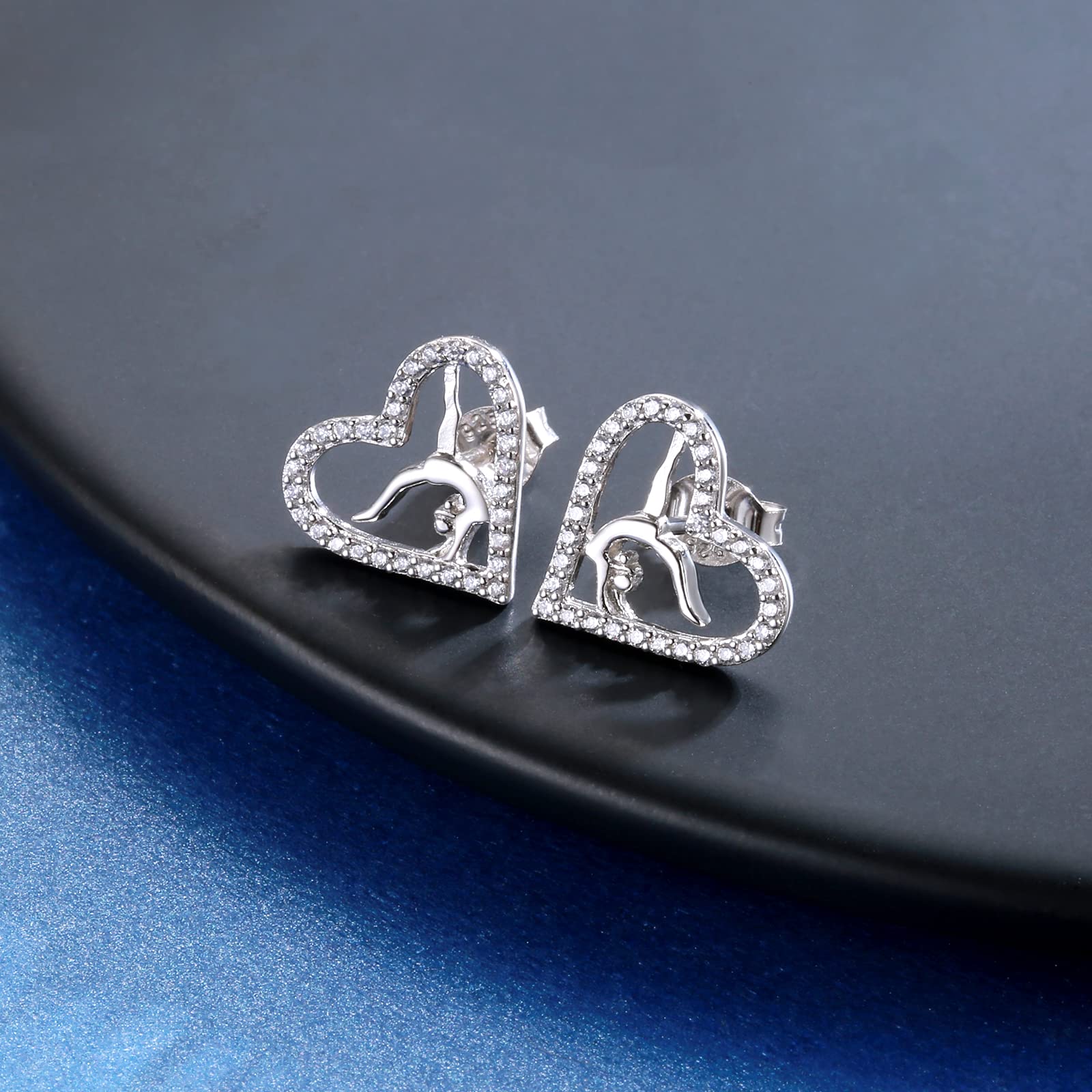 925 Sterling Silver Gymnast Stud Earrings for Women – USA Gymnastics Team Jewelry – Perfect Sporty Birthday & Christmas Gifts for Female Athletes – Ideal for Competitions, Training & Everyday Wear