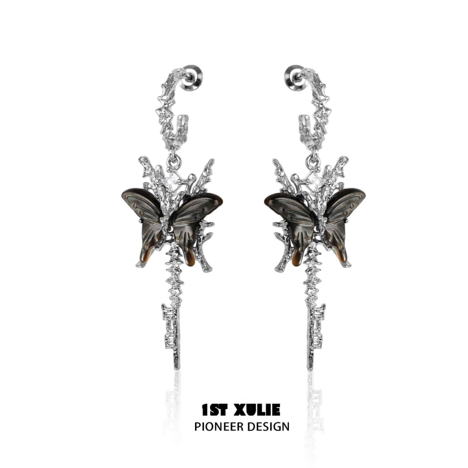 A pair of black earrings