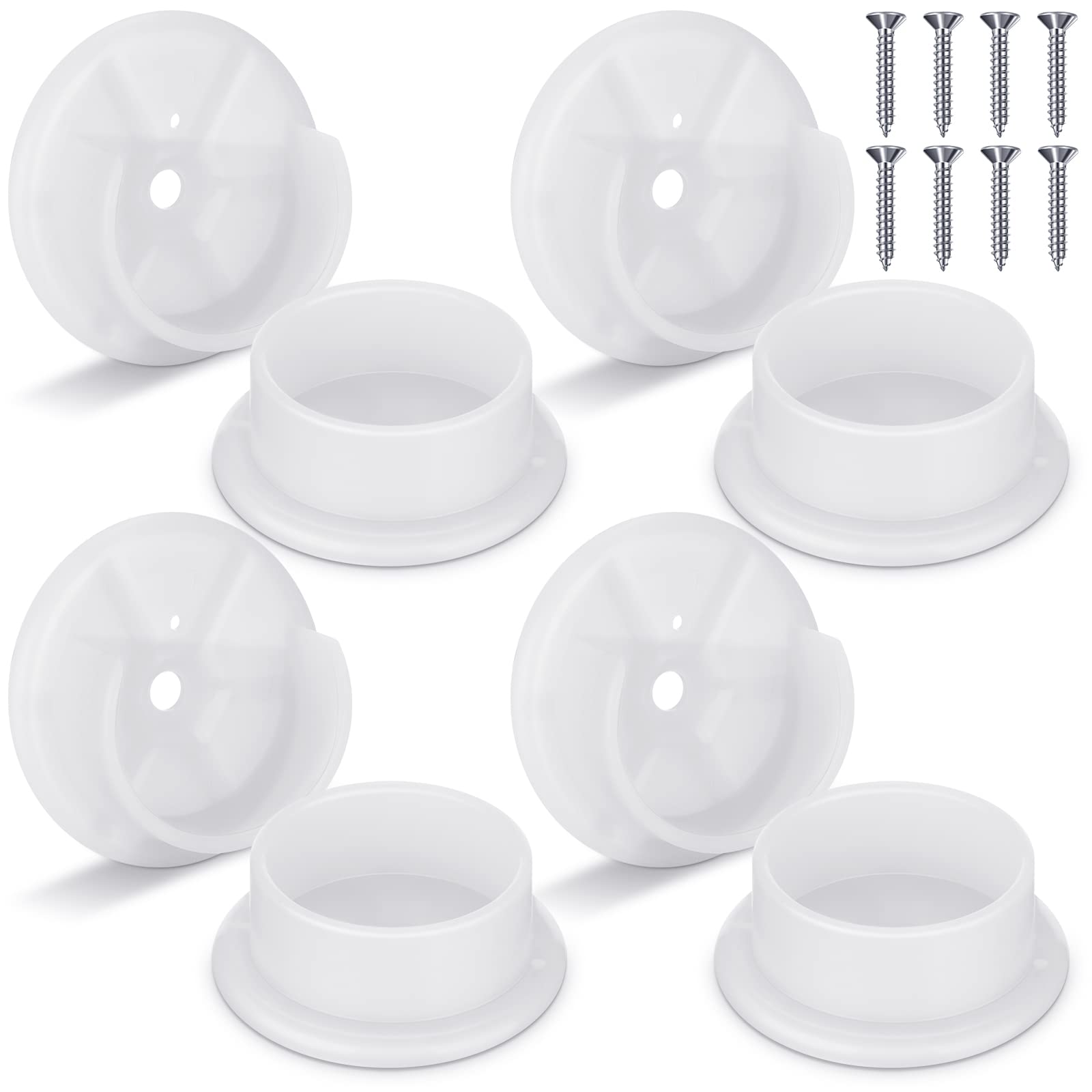 Amyhill Plastic Closet Pole Socket - White Closet Rod Holders & Shower Rod Brackets (1-3/8 Inch, 8 Pcs) - Heavy Duty Wardrobe Tube Support for Bathroom, Curtain, Clothing Store & Home Organization