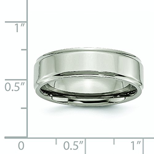 Men's Titanium Wedding Band Ring - 7mm Polished with Ridged Edge - Durable & Comfortable for Everyday Wear - Perfect for Weddings, Anniversaries & Gifts
