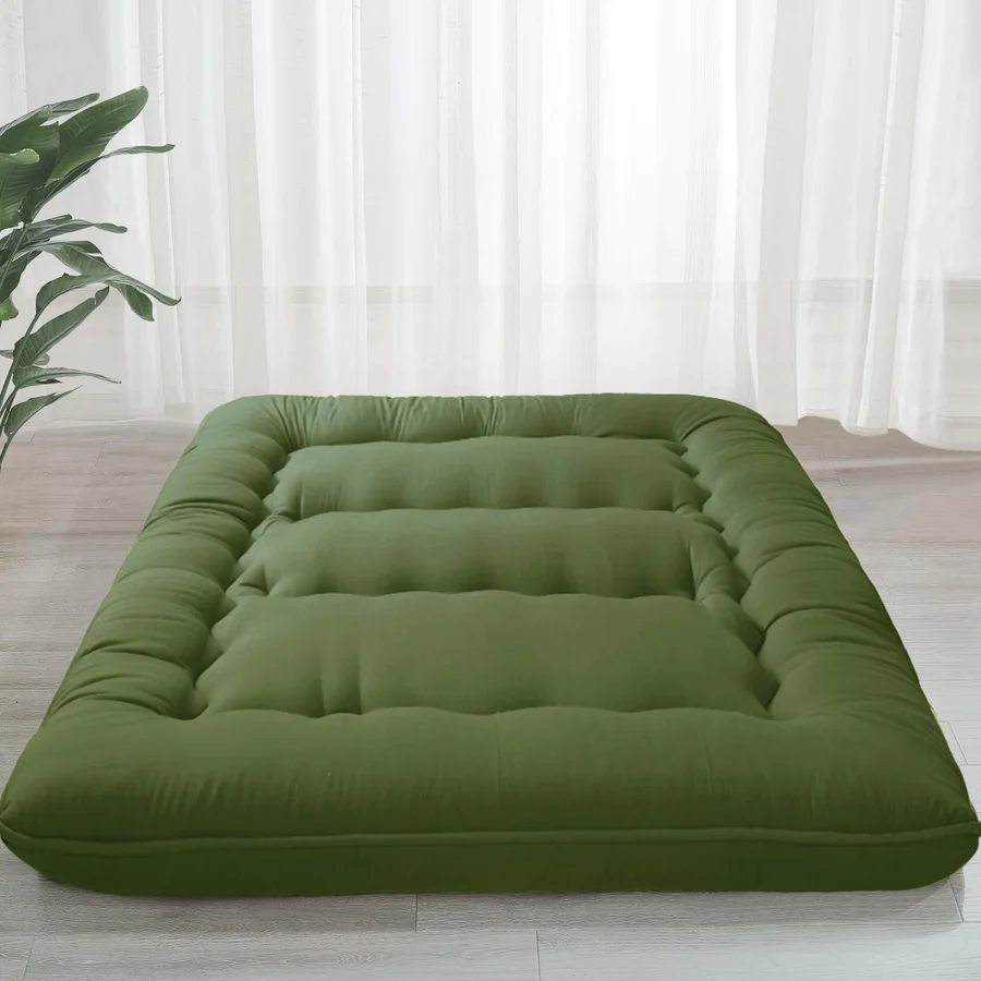 MAXYOYO Japanese Futon Mattress - Foldable Green Tatami Floor Mattress for Home, Travel & Guest Bedding | Portable Floor Sleeping Pad for Small Spaces, Camping & Yoga