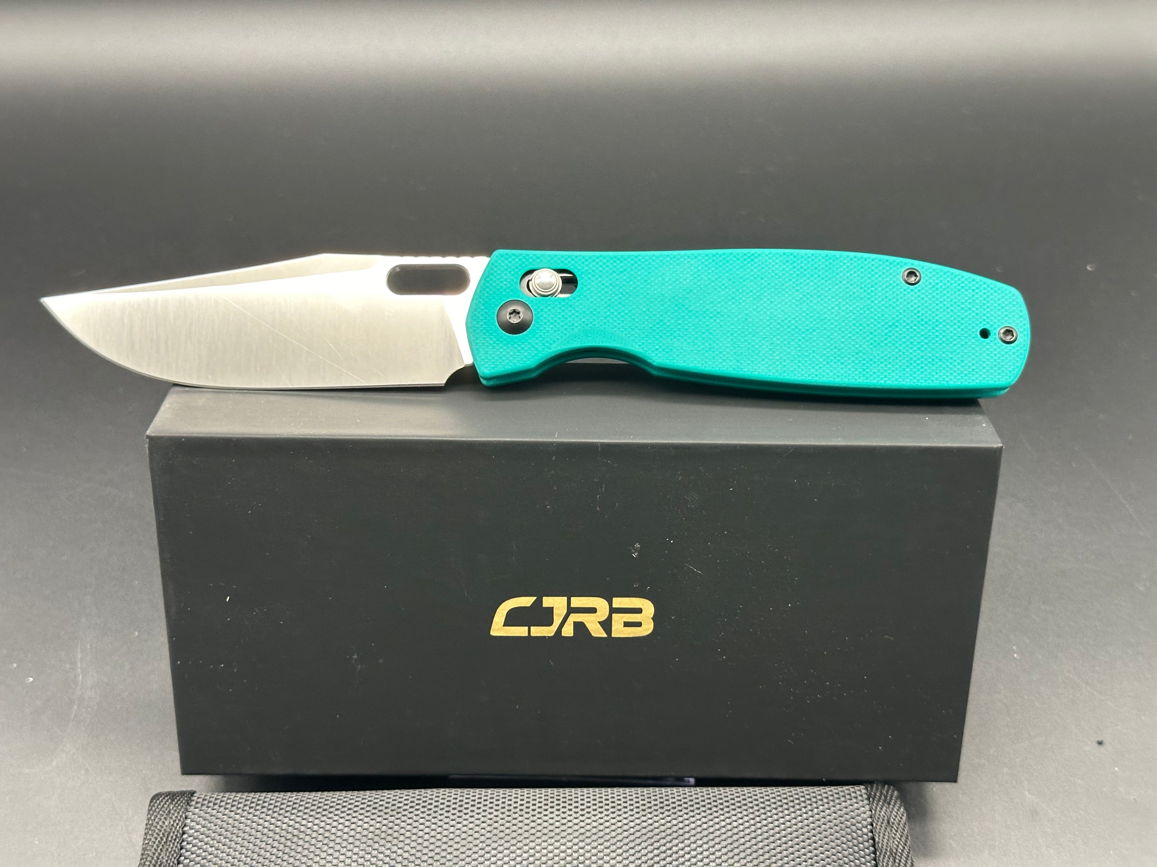 CJRB Prado Folding Knife - Aqua Green G10 Handle, AR-RPM9 Steel, Plain Edge Satin Finish - EDC, Outdoor, Camping & Survival Tool