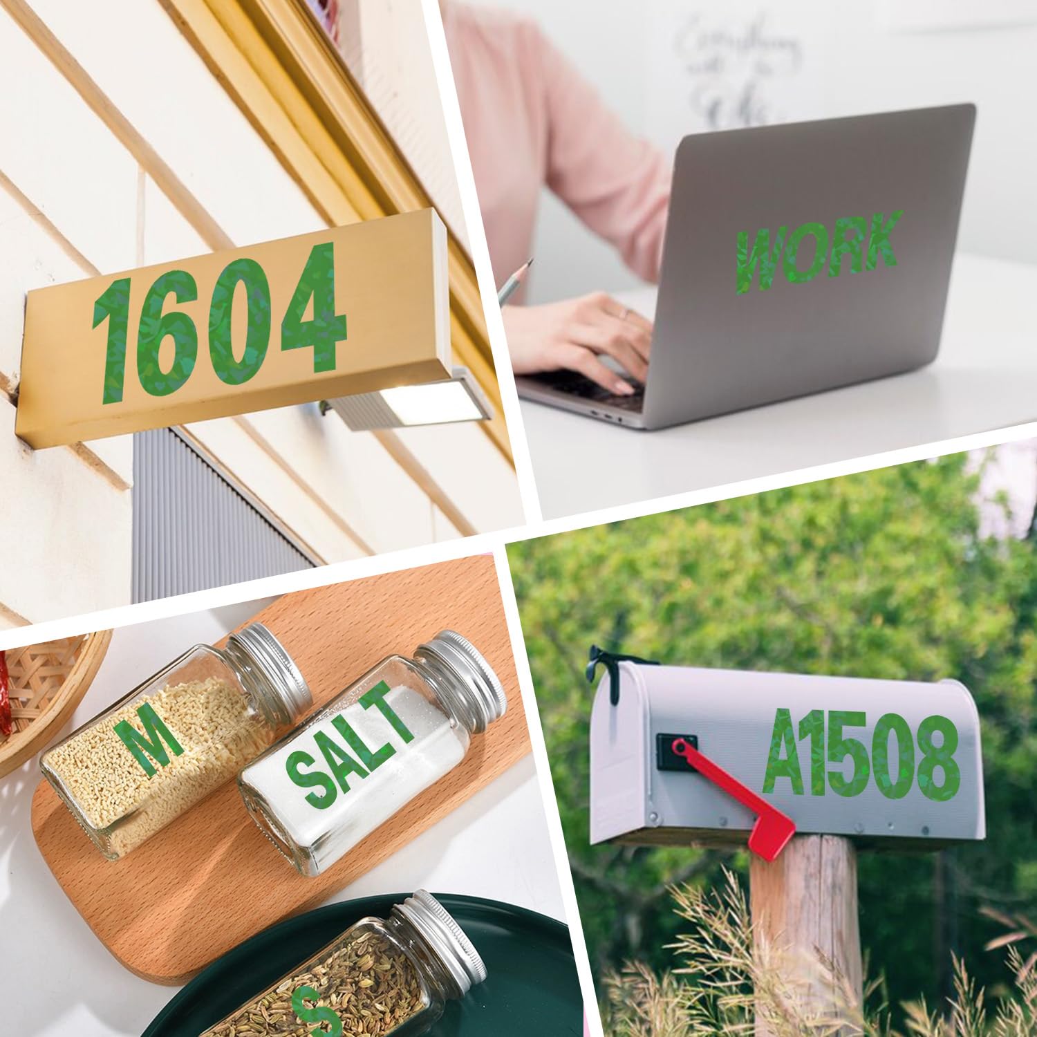 Starboling 2 Inch Green Alphabet Stickers - 8 Sheets Self-Adhesive Vinyl Letter Stickers for Mailbox Numbers, DIY Arts & Crafts, Outdoor Signs, Posters, Doors, Mailboxes, Cars & Trucks - Perfect for Home Decor, School Projects & Personalized Labeling