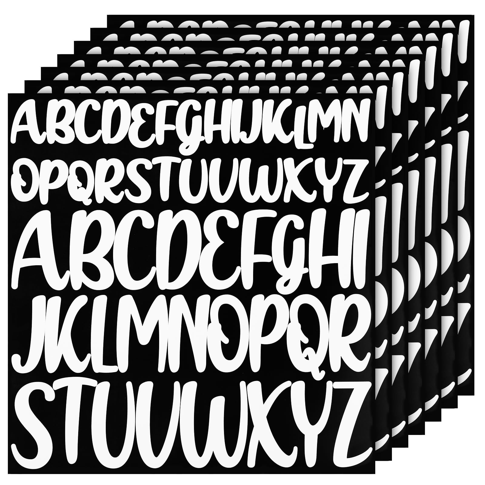 416pcs 8 Sheets Large 1-2 Inch Self-Adhesive Alphabet Stickers - Waterproof Vinyl Letter Decals for Scrapbooking, Arts & Crafts, Posters, DIY Projects - Perfect for Home Decor, School Projects, and Gift Wrapping (White)