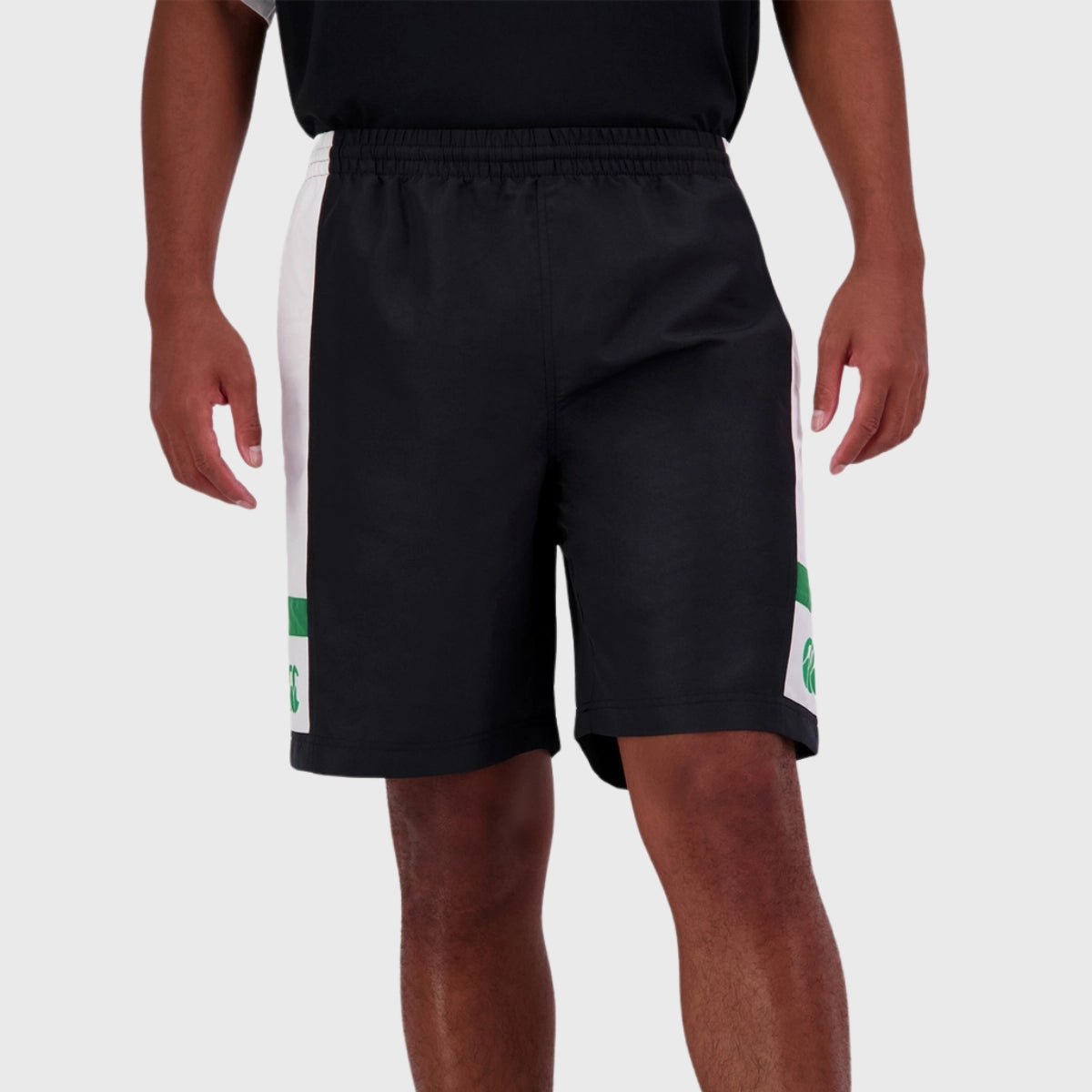Canterbury Men's Legends Panel Shorts - Black/Green - Comfortable Athletic Shorts for Rugby, Soccer & Casual Wear