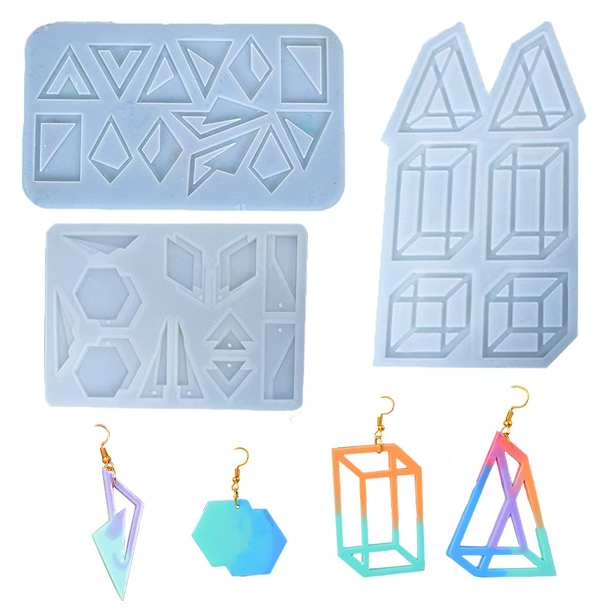 3 Pack Geometric Resin Earring Molds for DIY Jewelry Making - Epoxy Casting Molds for Earrings, Pendants & Crafts - Perfect for Handmade Resin Jewelry, Gifts & Home Decor Projects