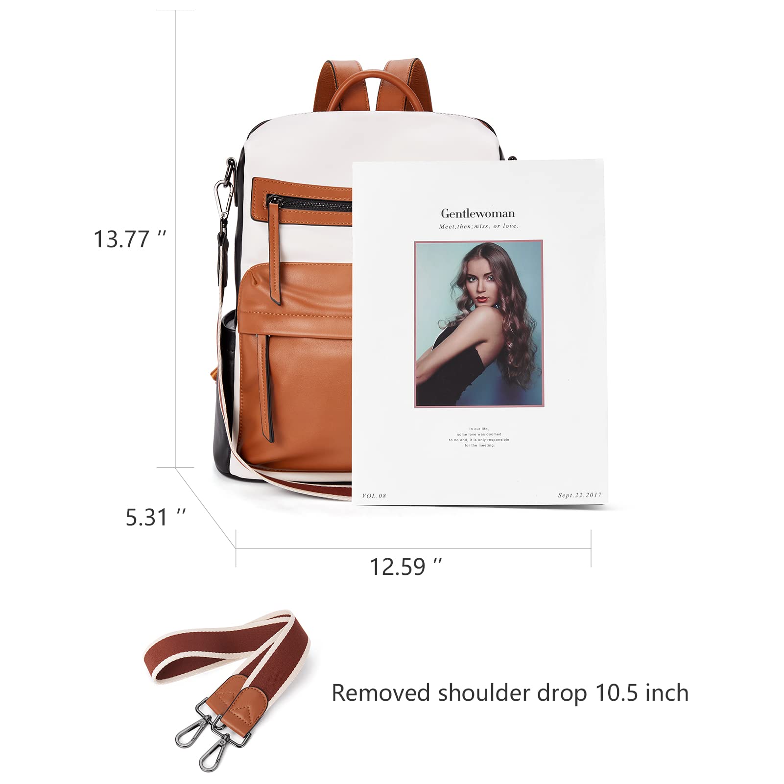 Stylish Women's Leather Backpack Purse - Large Designer Shoulder Bag for Travel, Work & Everyday Use | Fashionable & Durable BROMEN Handbag