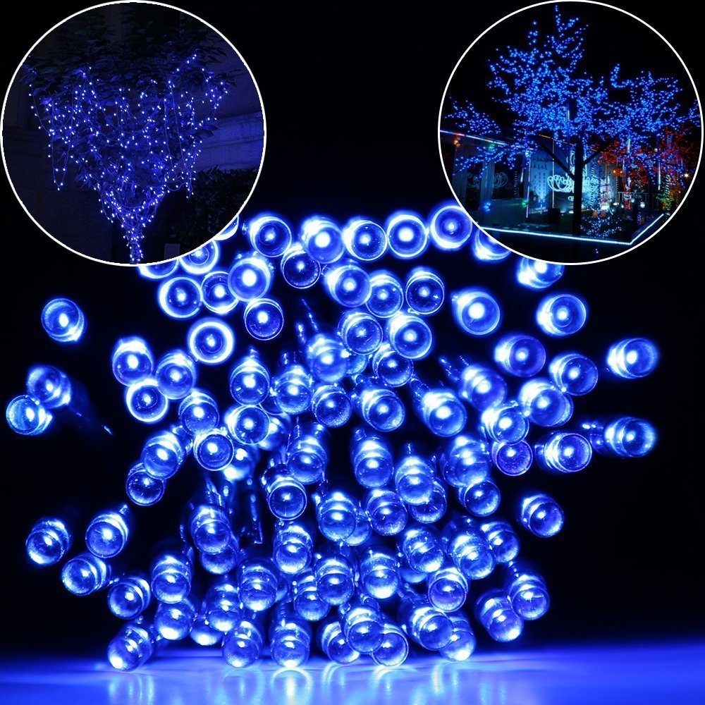 200 LED Solar String Lights Outdoor Waterproof - 72ft 8 Modes Fairy Lights for Christmas, Garden, Patio, Camping & Backyard Decor | Blue Solar Powered Ambiance Lighting for Parties, Weddings & Holiday Decorations