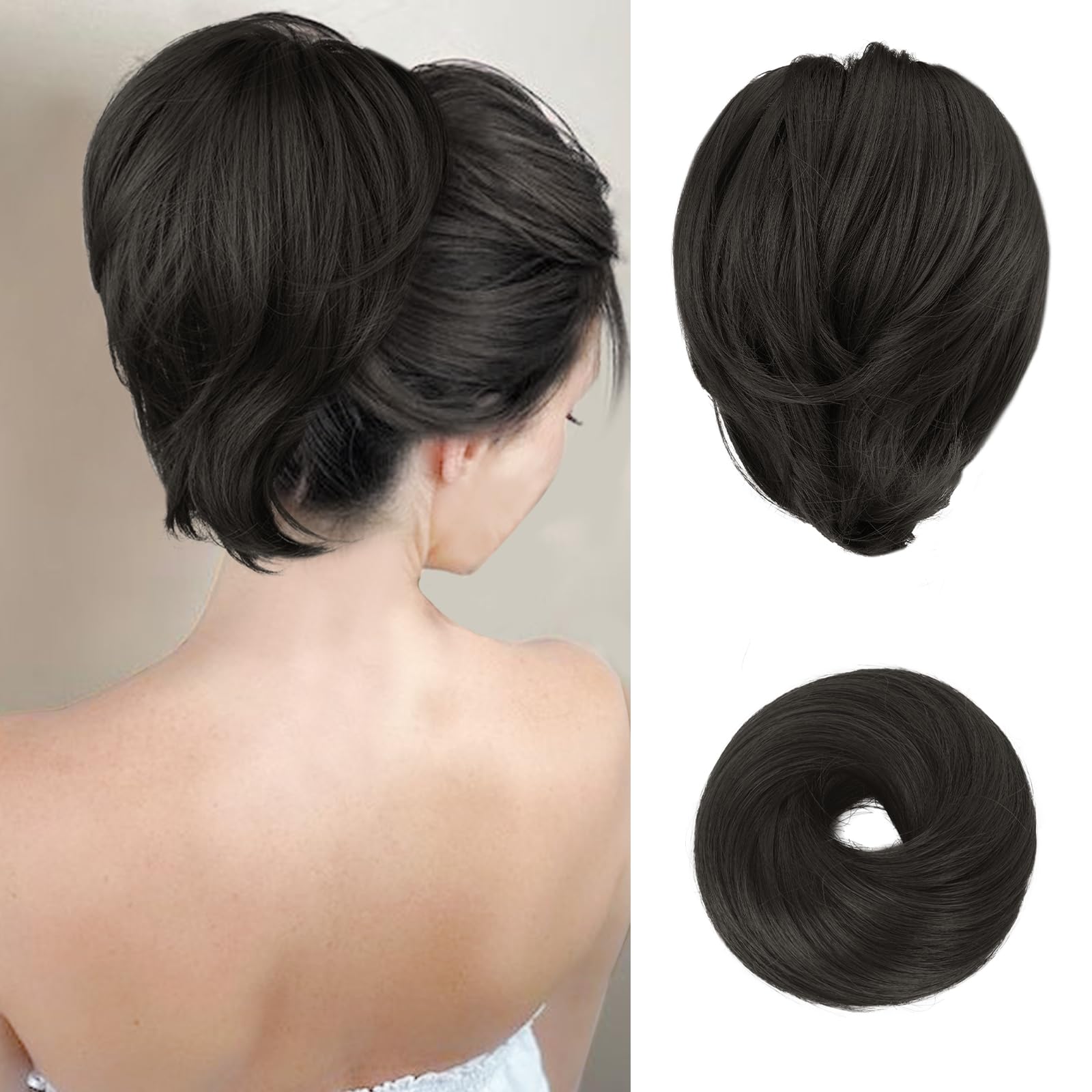 Straight Hair Bun Ponytail Extension - Elastic Scrunchie Hair Tie for Women | Perfect for Workout, Office & Everyday Hairstyles