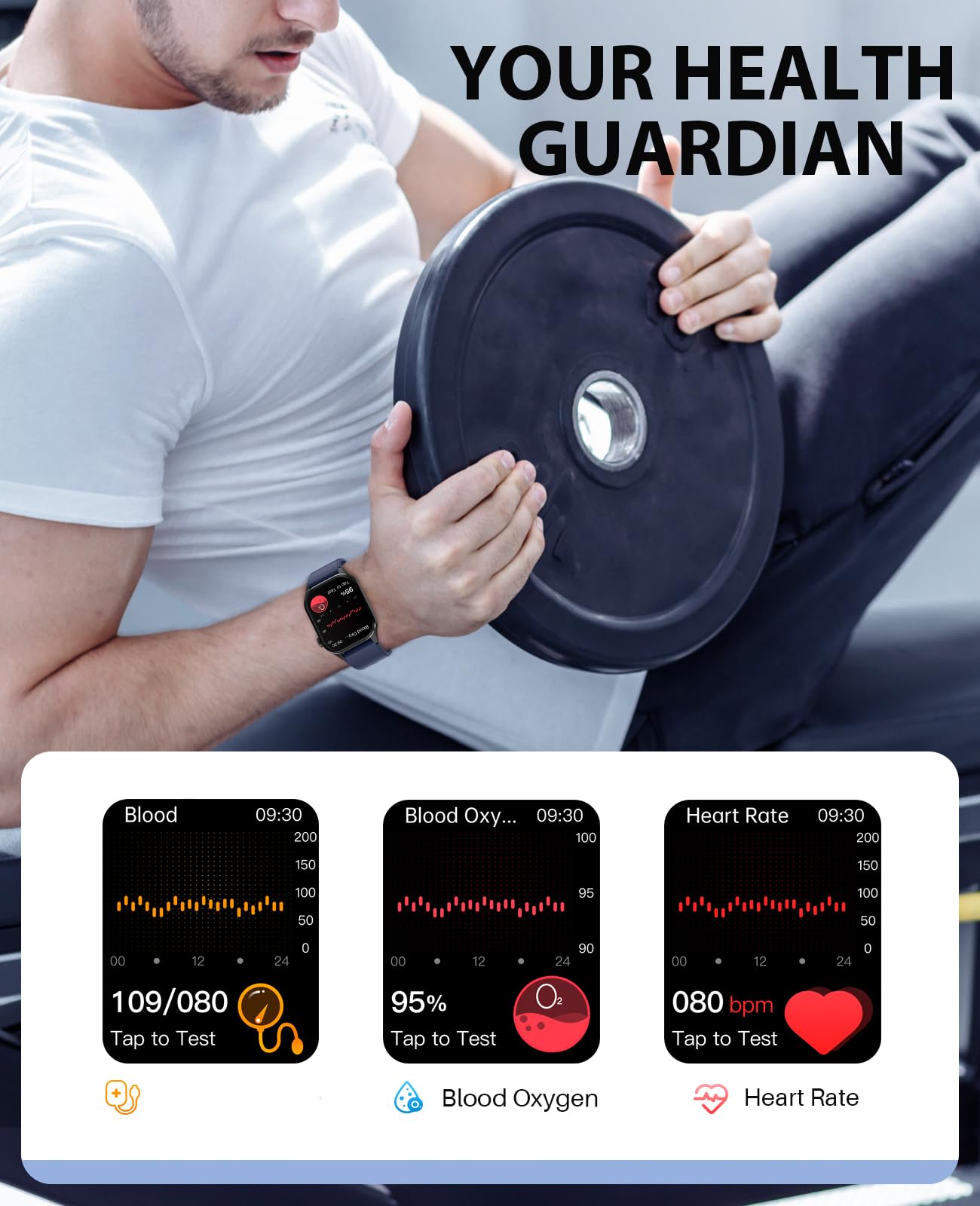 Smart Watch for Men with Infrared Blood Oxygen Monitor, 136+ Sports Modes, 2.04