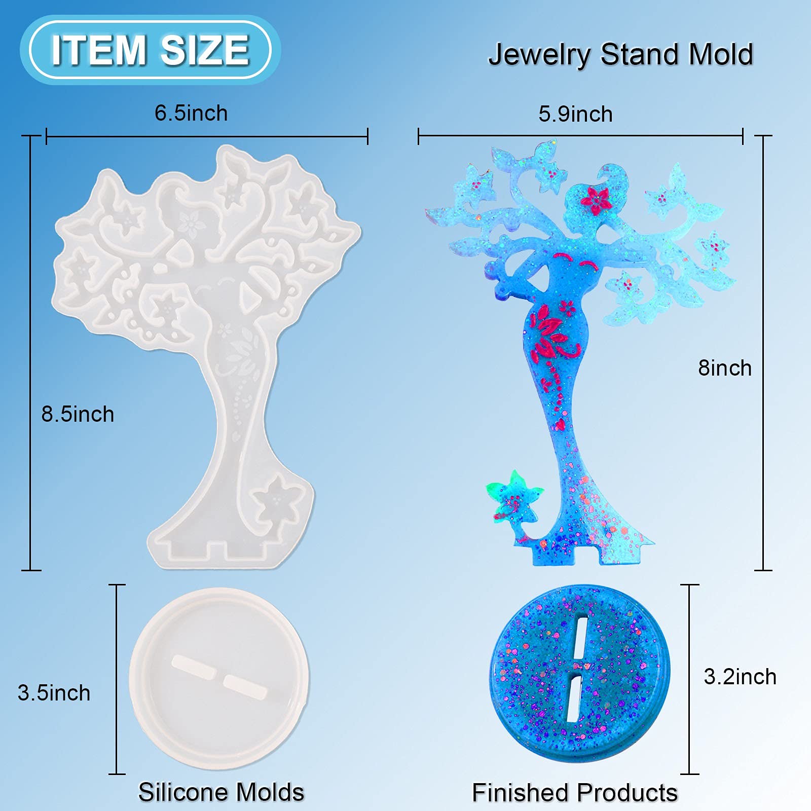 Epoxy Resin Jewelry Organizer Molds - Silicone Necklace Holder & Earring Display Stand for DIY Craft, Jewelry Storage Rack - Perfect for Home Decor, Gift Making, and Handmade Jewelry Display