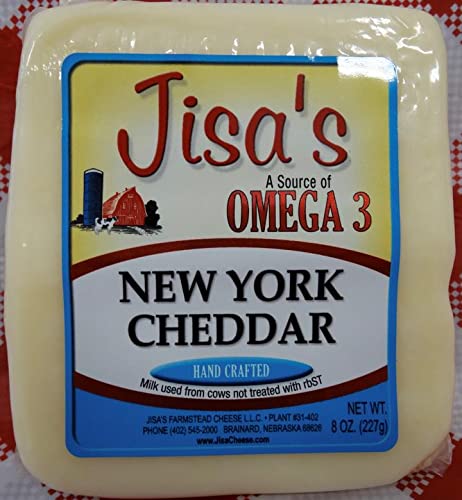 Premium New York Cheddar Cheese - 3-Pack (8 oz Each) | Artisan Whole Milk Cheese | Small Batch Crafted in Nebraska | Jisa's Farmstead Cheese | Perfect for Charcuterie Boards, Burgers & Gourmet Cooking