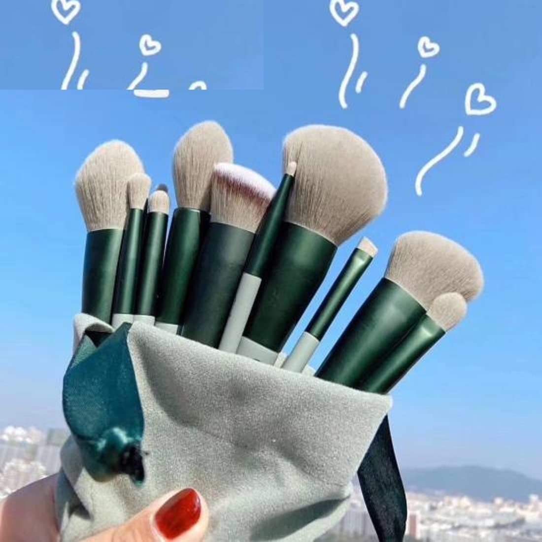 LIBAH 13-Piece Premium Synthetic Makeup Brush Set - Kabuki, Eyeshadow, Eyeliner, Blending, Face Powder & Blush Brushes | Professional Cosmetic Brush Kit for Travel & Everyday Makeup