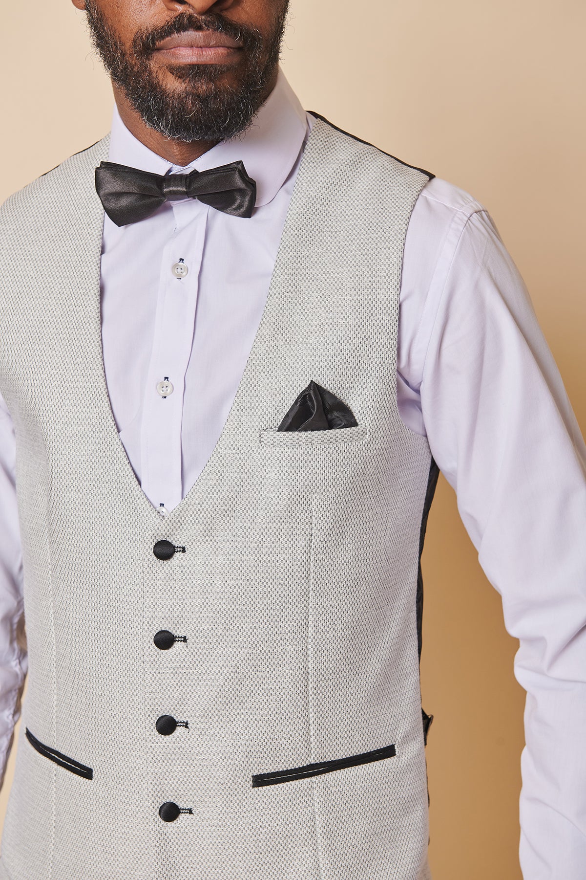 Spencer Men's Stone Tuxedo Lapel 3-Piece Suit Set - Formal Wedding, Prom & Business Attire