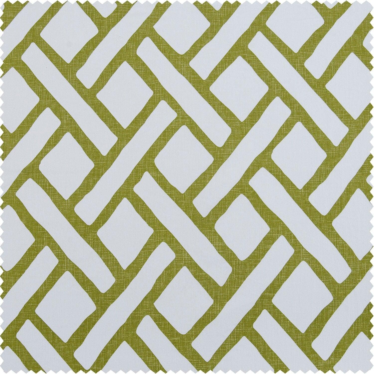 Garden Path Moss Green Geometric Printed Cotton Fabric Swatch - Perfect for Quilting, Sewing & DIY Home Decor Projects
