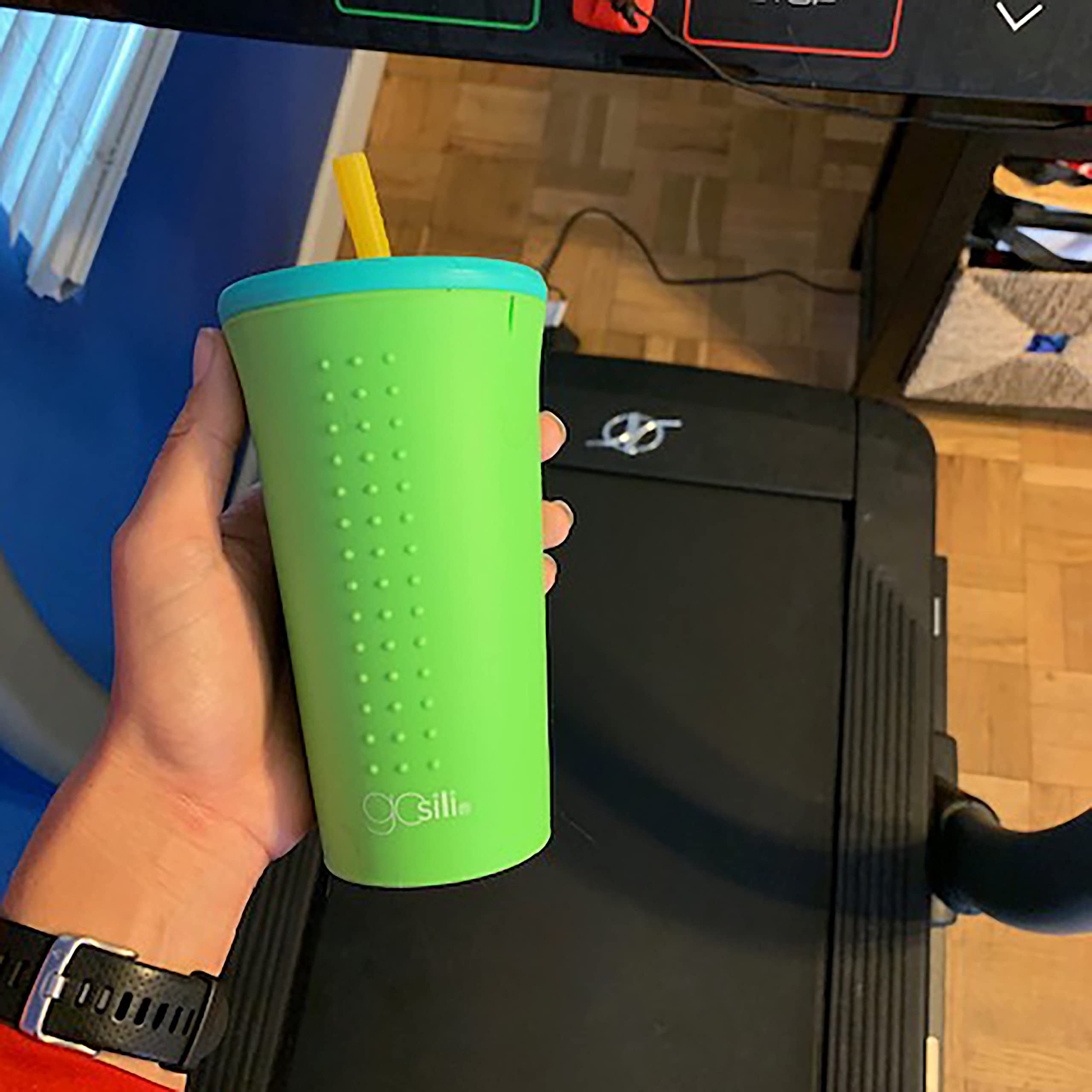 Eco-Friendly Reusable Silicone Straw Tumbler - 16oz BPA-Free, Dishwasher Safe, Non-Toxic Travel Cup for Smoothies, Iced Coffee & Water - Lime Green (Perfect for Home, Office & Outdoor Activities)