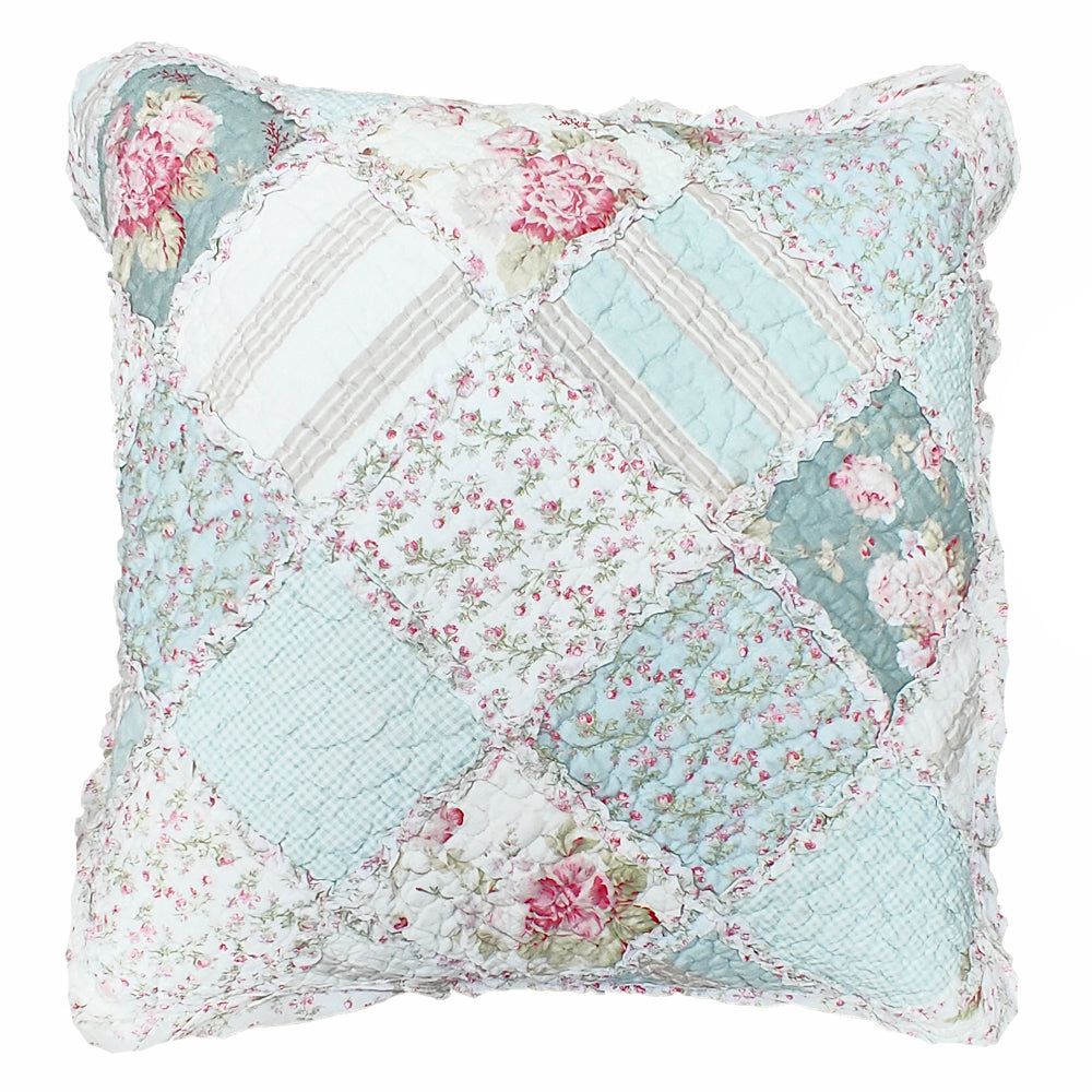 Country Charm European Pillowcase - 100% Cotton Embroidered Decorative Pillow Cover 20x20 Inches - Perfect for Farmhouse, Cottage & Vintage Home Decor
