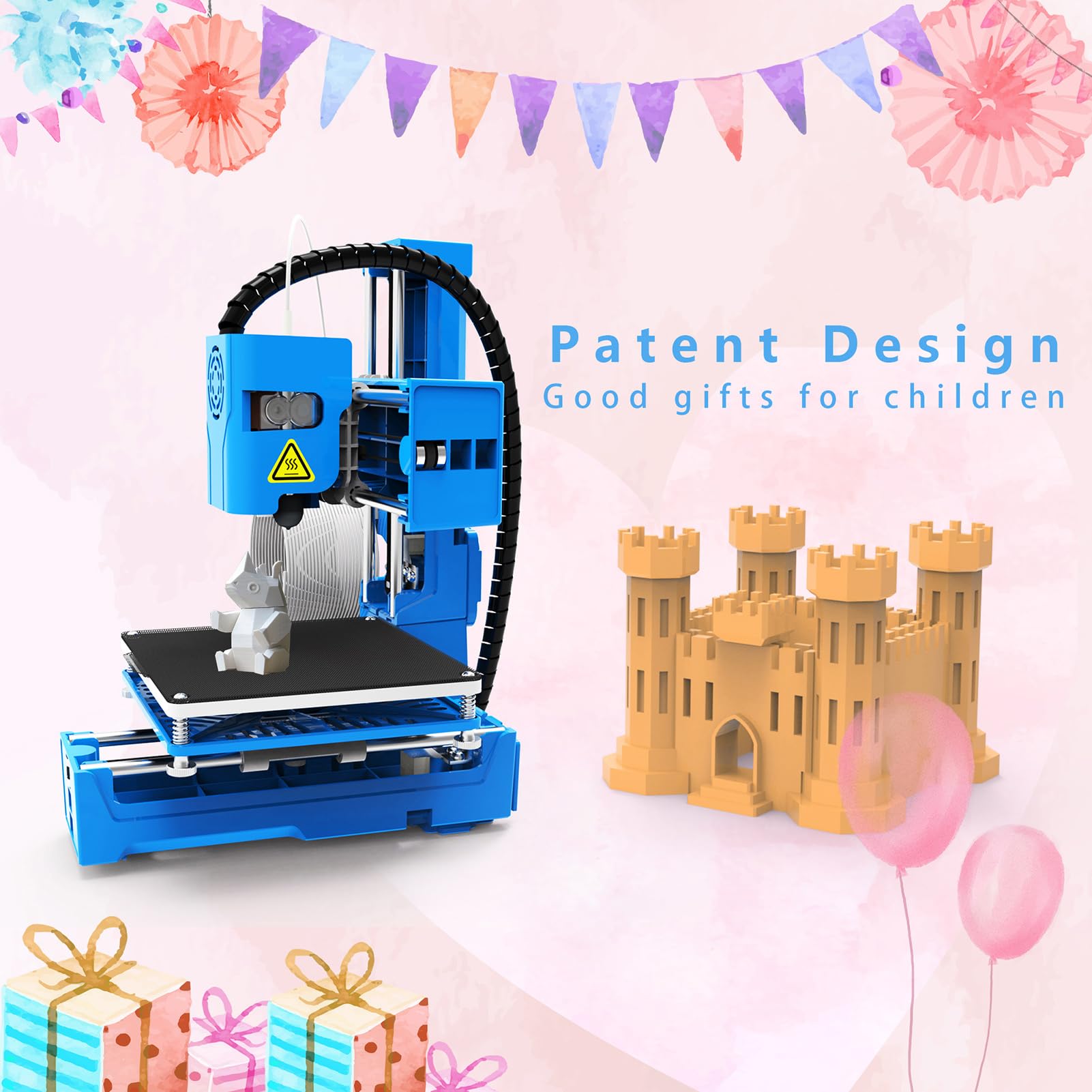 K9 Mini 3D Printer for Kids & Beginners - Compact 100x100x100mm Desktop Printing Machine with Removable Build Plate, One-Button Operation, TF Card Slot & PLA Sample Filament - Perfect for Home Education, STEM Projects & Creative Toy Making