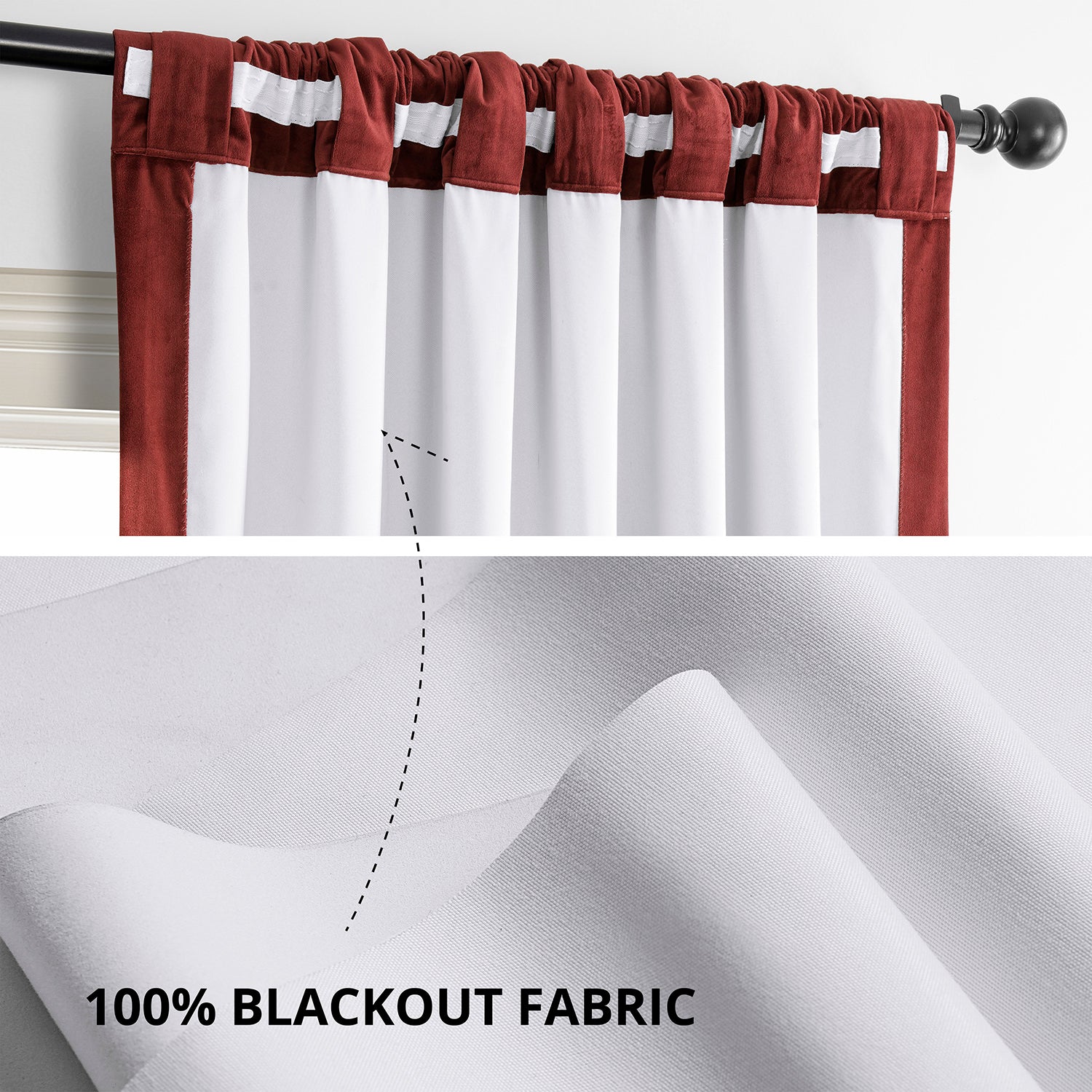 Premium Blackout Curtains - Crimson Rust Signature Velvet for Bedroom & Living Room - Noise Reducing & Thermal Insulated Window Drapes for Better Sleep & Privacy