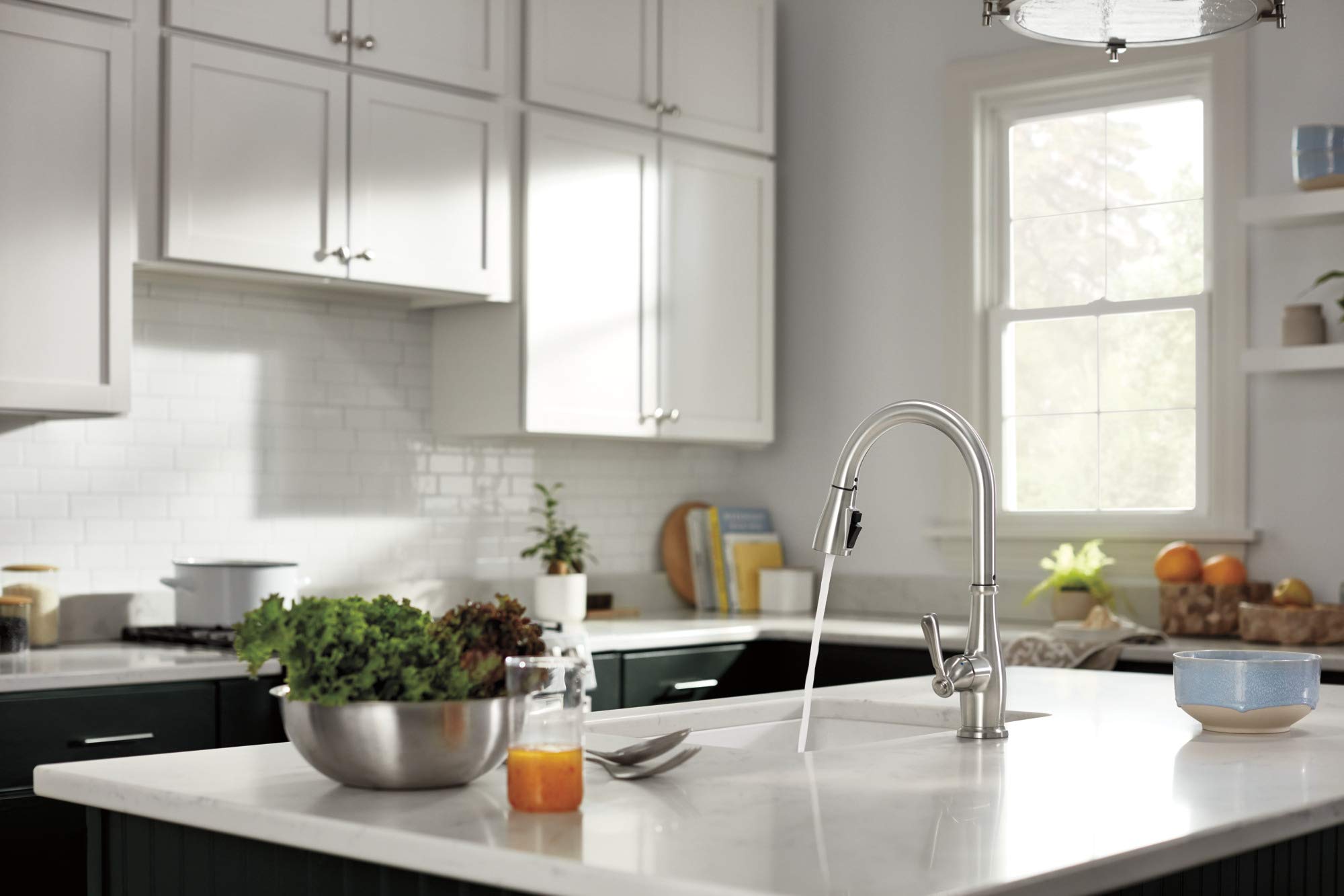 Peerless Elmhurst Pull Down Sprayer Kitchen Faucet - Brushed Nickel, Single Hole, Stainless Steel P7965LF-SS for Modern Kitchen Sinks