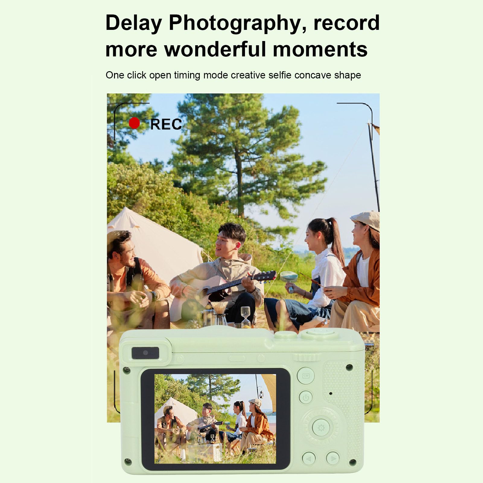 HD Digital Camera with 2.4in IPS Display | 8X Zoom Dual Front & Rear Cameras | Anti-Shake & Auto Focus | Night Vision & Built-in Filters | Perfect for Travel Vlogging & Photography (Green)