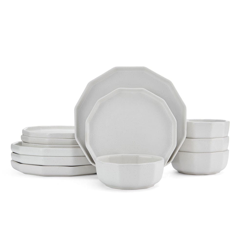 Luxor White 12-Piece Dinnerware Set - Service for 4 - Elegant Porcelain Plates, Bowls & Mugs - Perfect for Family Dinners, Dinner Parties & Everyday Use