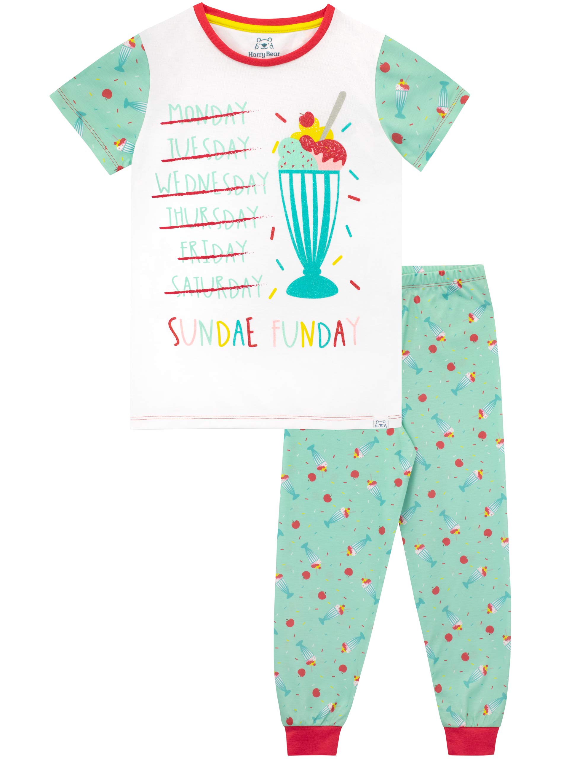 Girls' Ice Cream Sundae Pajama Set - Soft & Cute Sleepwear for Toddlers & Kids - Perfect for Bedtime, Sleepovers & Loungewear