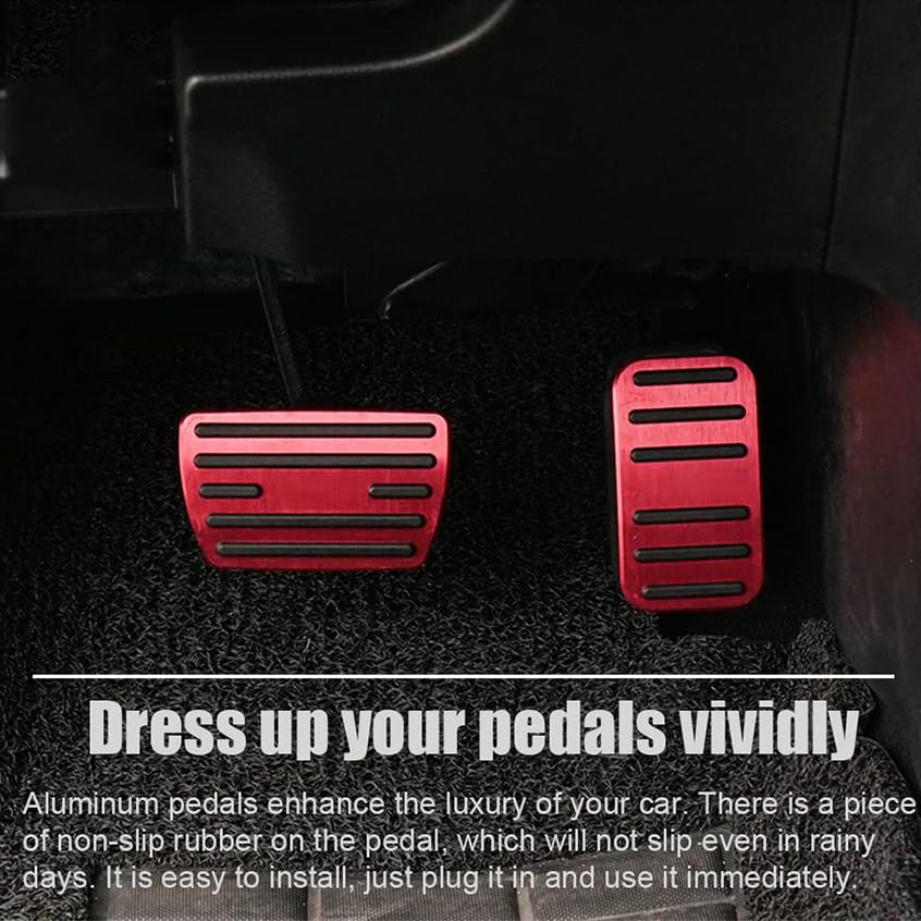 Premium Aluminum Alloy Anti-Slip Gas & Brake Pedal Covers for Honda 9th Gen Accord (2014-2017) - No Drilling Installation, 2-Piece Set (Silver) - Enhance Driving Comfort & Safety