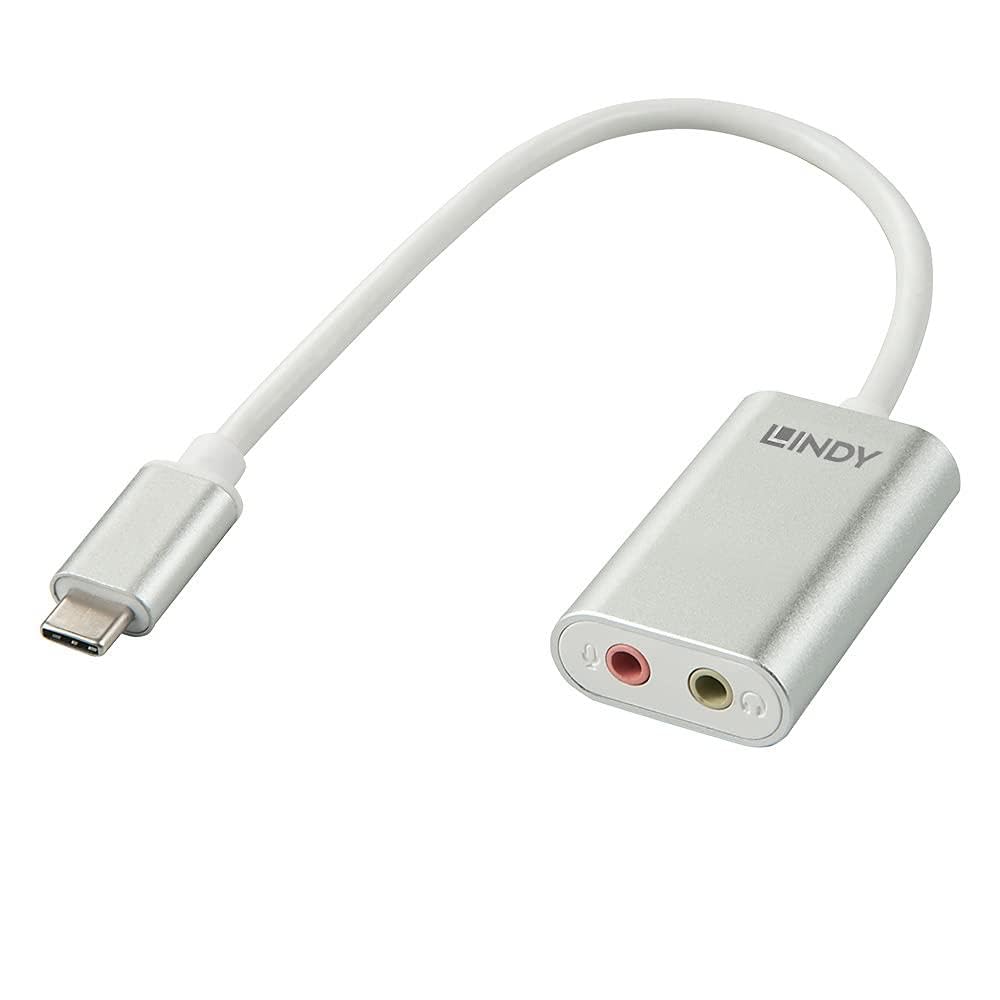 LINDY USB Type C to 3.5mm Audio Adapter - High Quality Silver Headphone Jack Converter for Smartphones, Laptops & Tablets - Perfect for Music, Gaming & Video Calls