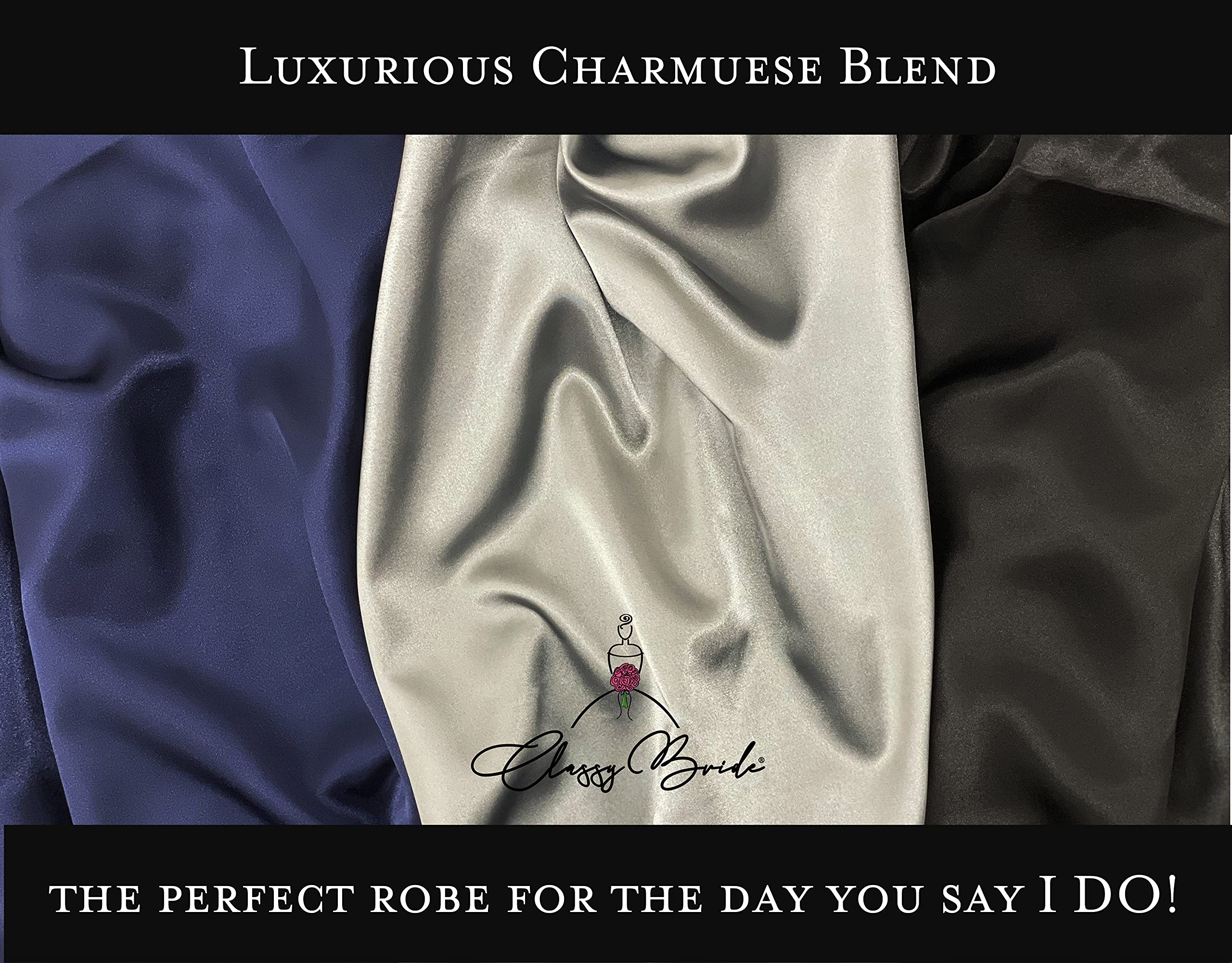 Elegant Satin Robe for Brides & Grooms - Luxury Wedding Loungewear for Honeymoon & Bridal Shower - Perfect for Getting Ready Photos & Romantic Evenings
