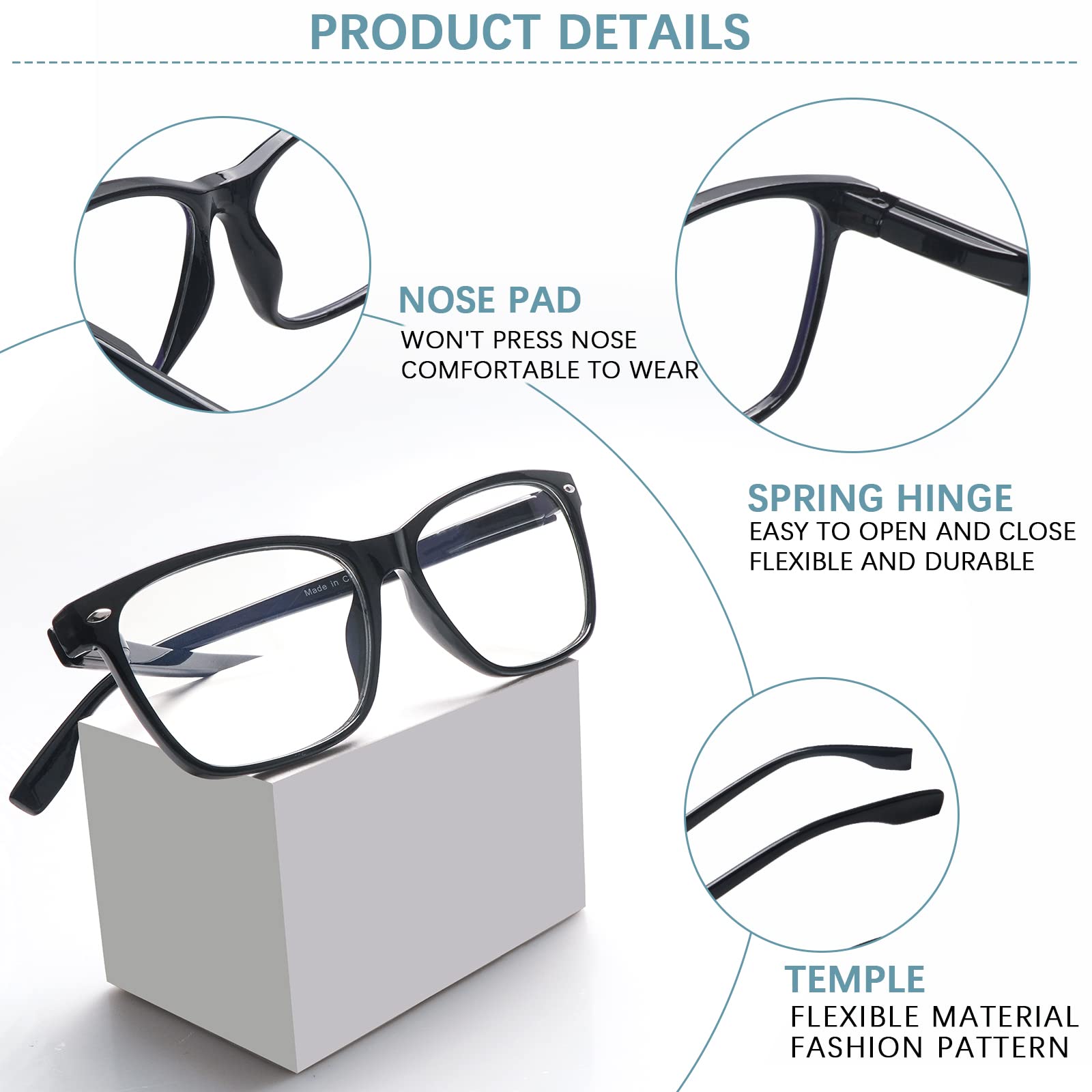 CLASAGA Women's Progressive Multifocal Reading Glasses - Blue Light Blocking Computer Glasses with Spring Hinge for Work, Reading & Screen Time