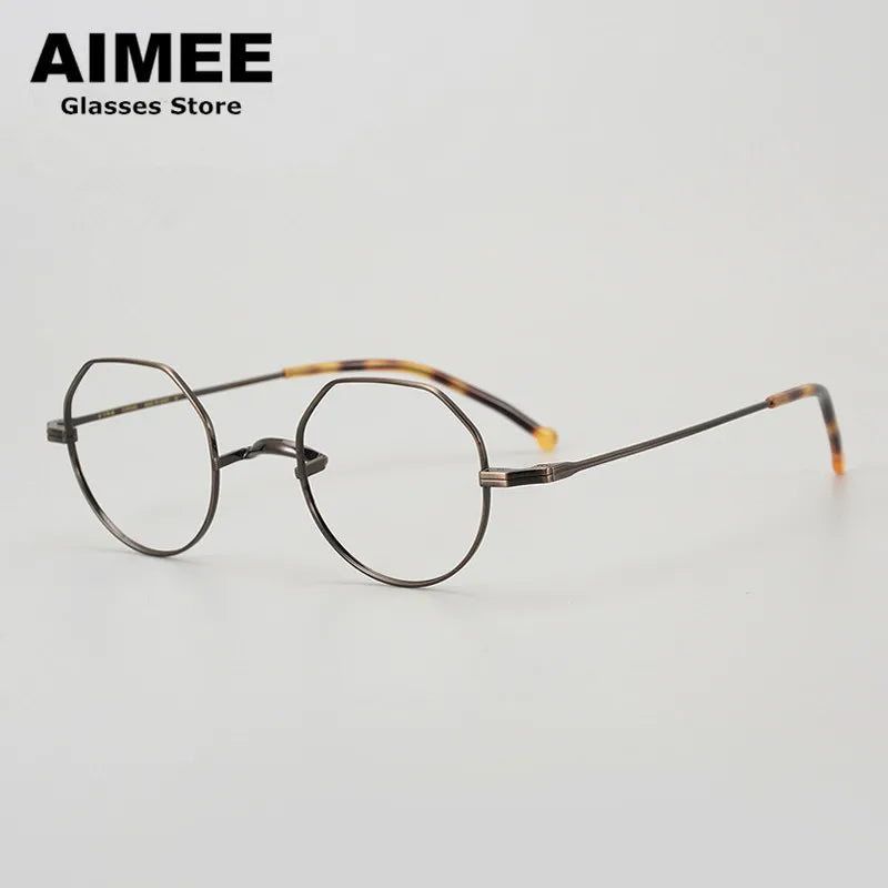 Stylish Aimee Unisex Full Rim Flat Top Round Titanium Eyeglasses Frame 88042 - Lightweight & Durable for Work, Reading & Everyday Wear