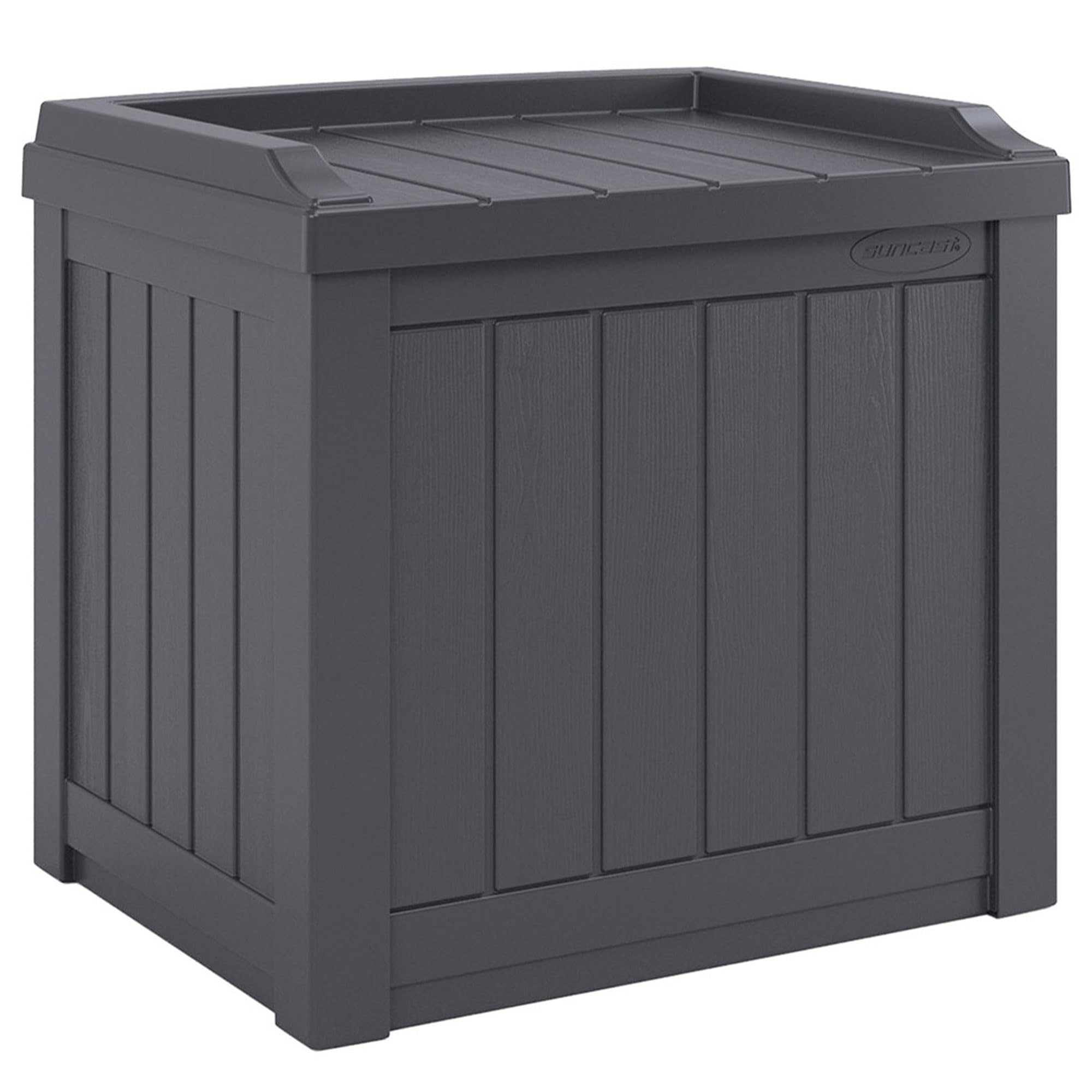 Suncast 22 Gallon Small Deck Box Storage with Bench Seat - Indoor & Outdoor Use, Weather-Resistant, Perfect for Patio, Garden, and Backyard Organization (Cyberspace Color)