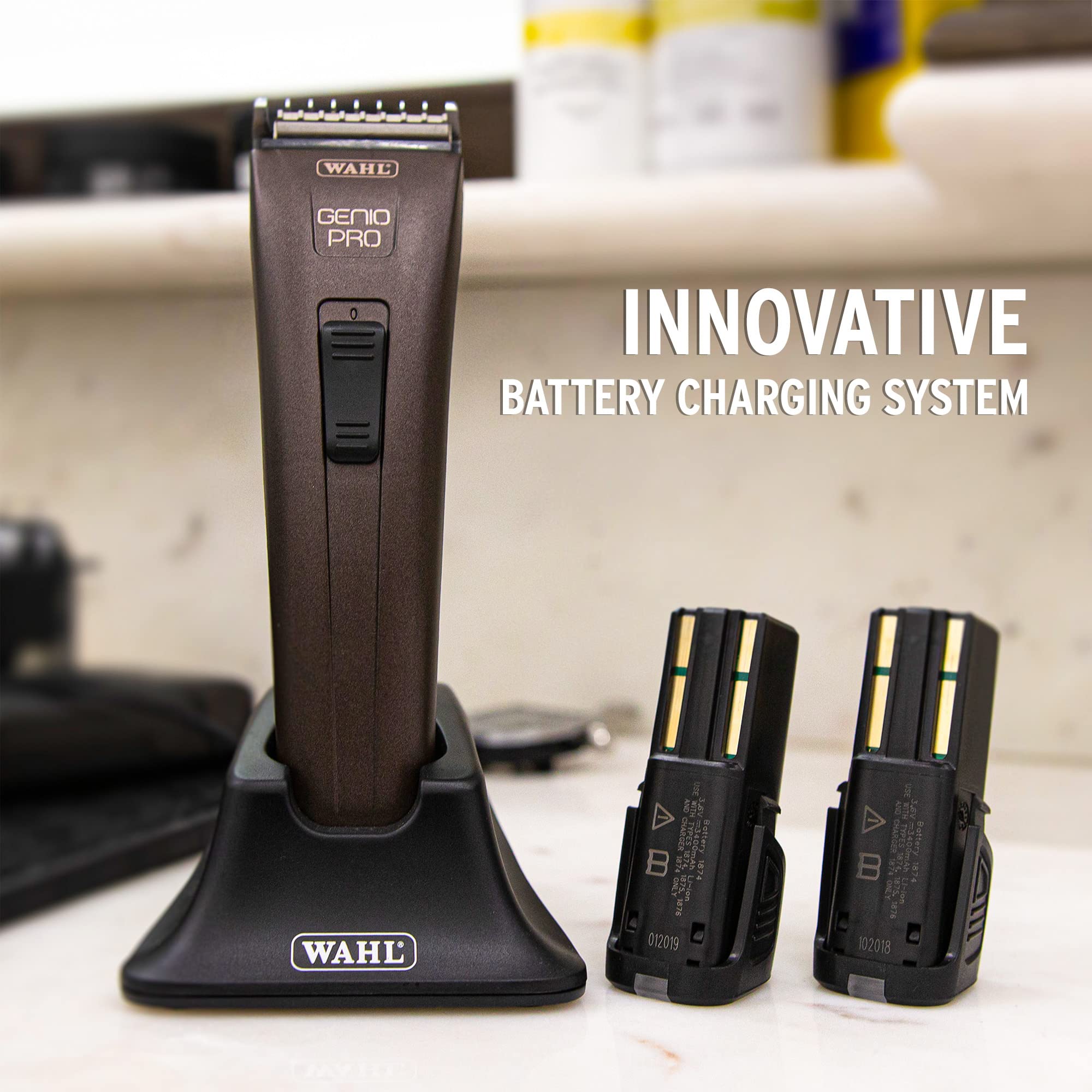 Wahl Genio Pro Professional Hair Clippers - Cordless Hair Cutting Kit with Diamond Blade & Adjustable Blades | Lightweight Barbers Supplies for Bulk Hair Removal | Perfect for Home Grooming & Salon Use