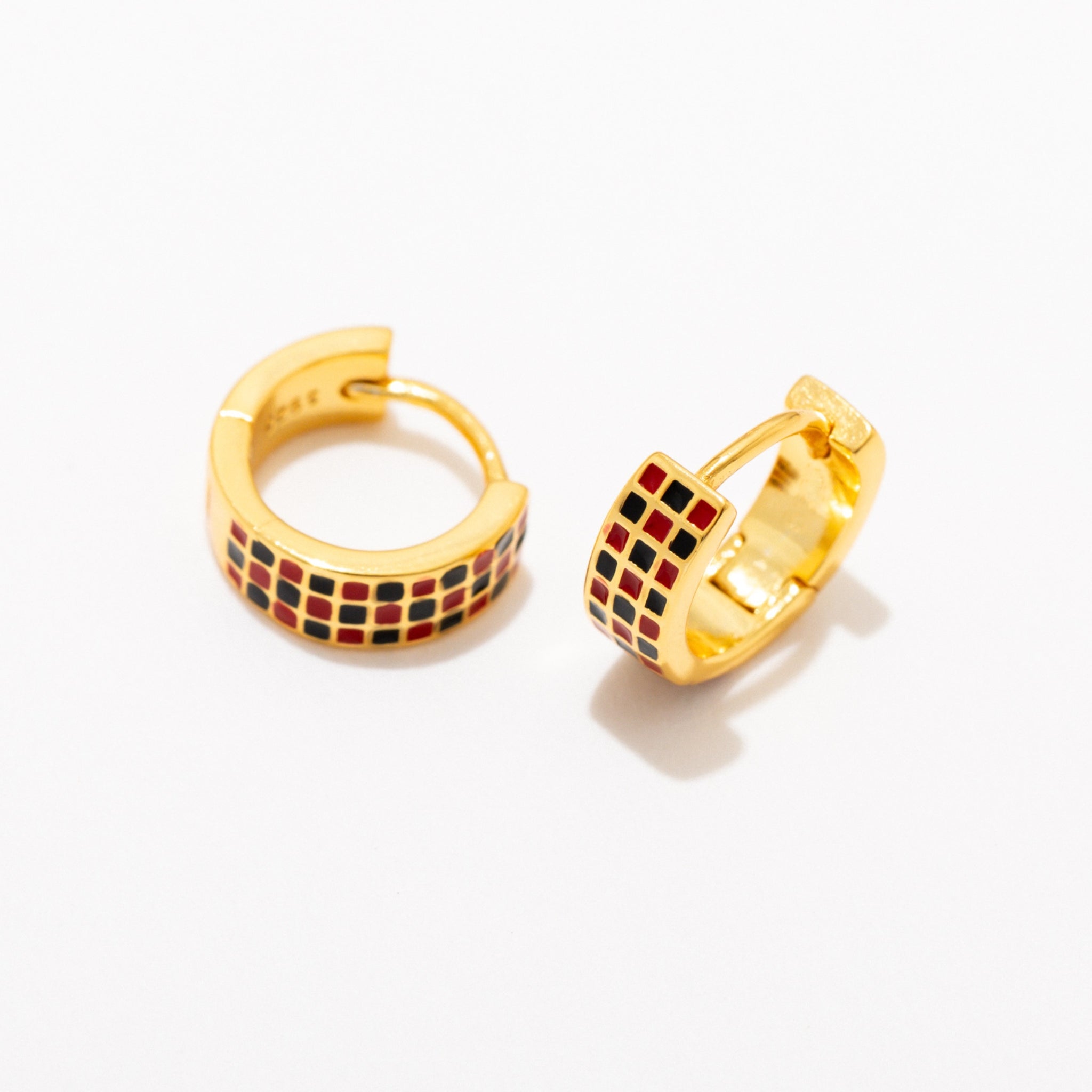 Checker Huggie Hoops - Trendy Checkered Pattern Earrings for Women | Perfect for Everyday Wear, Parties & Gifts
