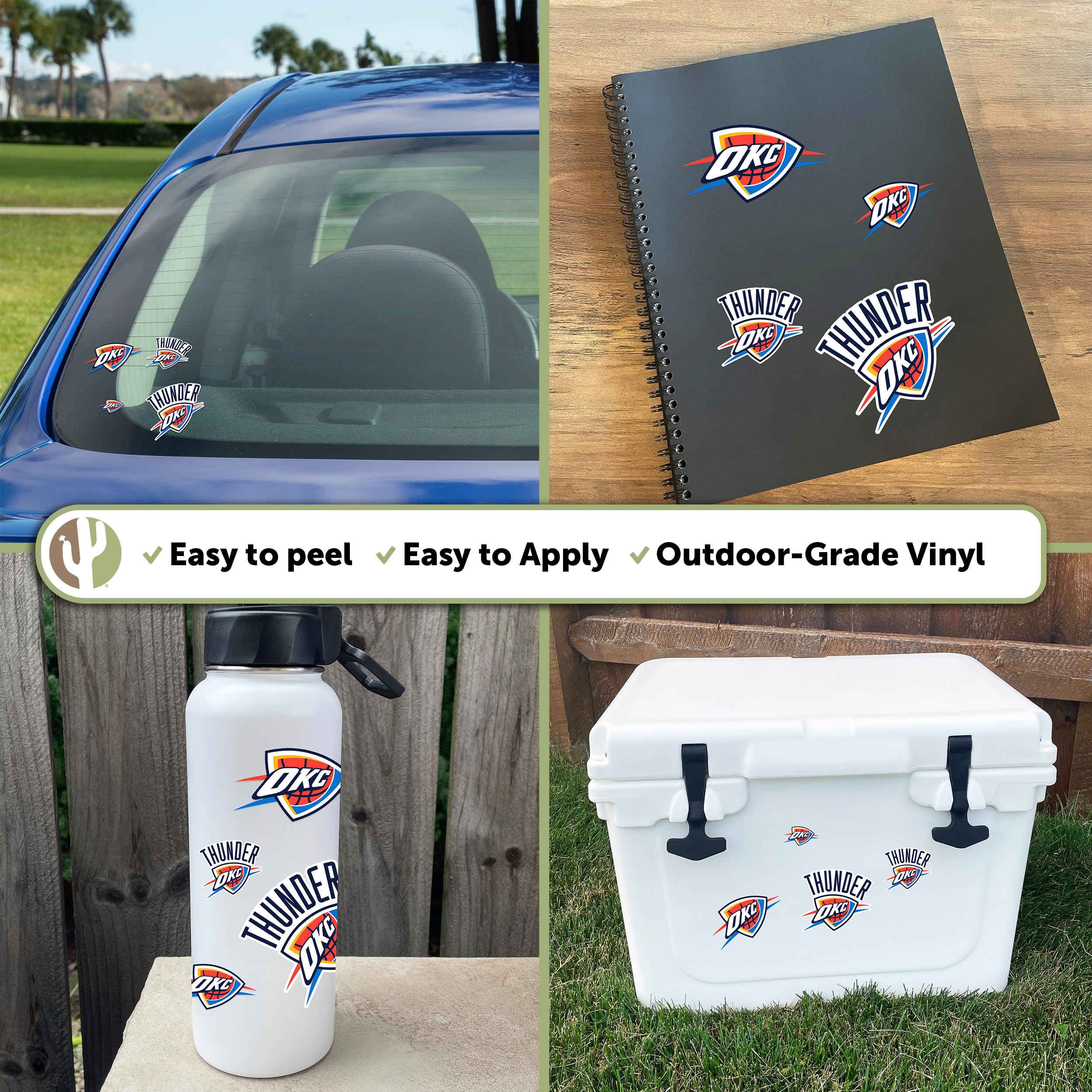 Officially Licensed OKC Thunder NBA Desert Cactus Vinyl Decal Sticker - Waterproof for Laptop, Water Bottle, Car & Scrapbooking - Perfect for Fans, Gifts & Home Decor