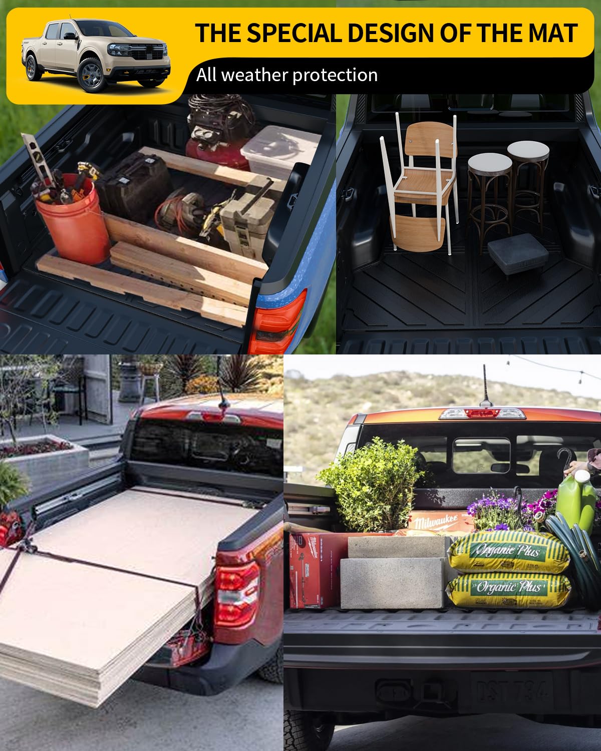 **2022-2024 Ford Maverick Truck Bed Mat - Heavy Duty TPE All-Weather Cargo Liner Protector | Durable & Non-Slip Accessory for Hauling, Camping & Work**