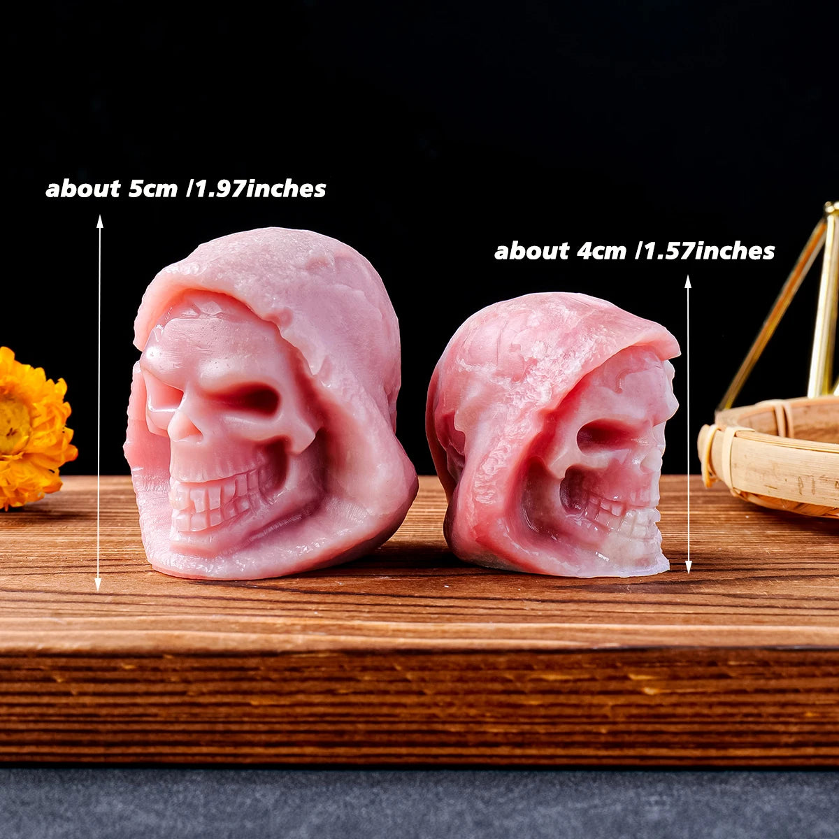 1pc Natural Pink Opal Crystal Skull Carving - Handcrafted Gemstone Death Skull Statue for Home Decor, Halloween Party, Meditation Altar & Spiritual Gift