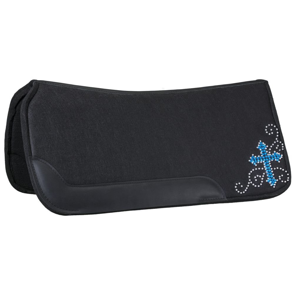 Tough 1 Contour Felt Saddle Pad with Cross Stitching - Shock Absorbing Equestrian Saddle Pad for Horses - Perfect for Trail Riding, Dressage & Western Riding